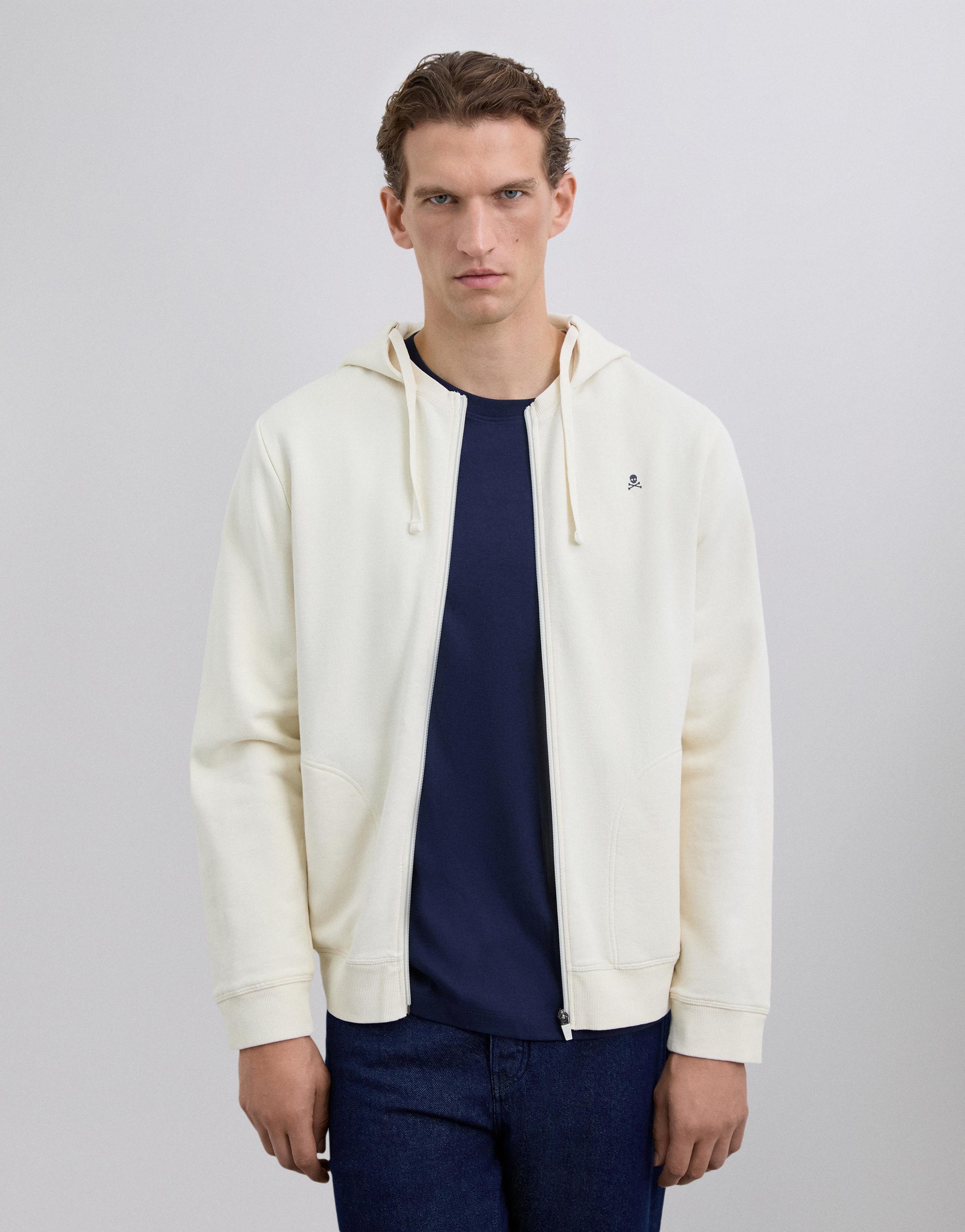 Sudadera de hombre con capucha y cierre de cremallera - Scalpers - Crema Crema-1