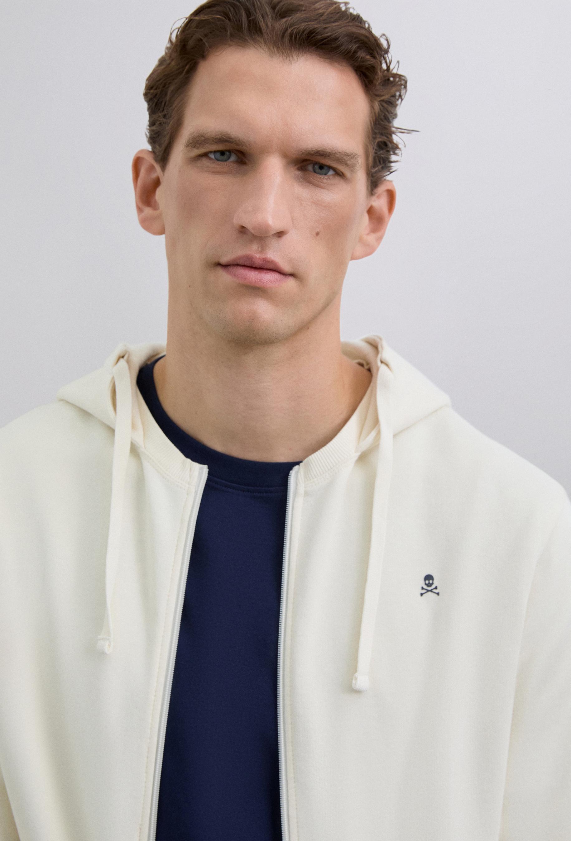 Sudadera de hombre con capucha y cierre de cremallera - Scalpers - Crema Crema-4