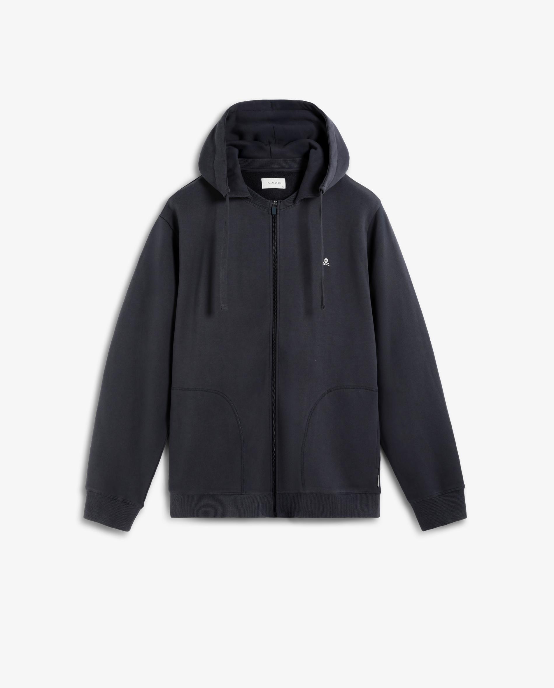 Sudadera de hombre con capucha y cierre de cremallera - Scalpers - Azul marino Azul marino-1