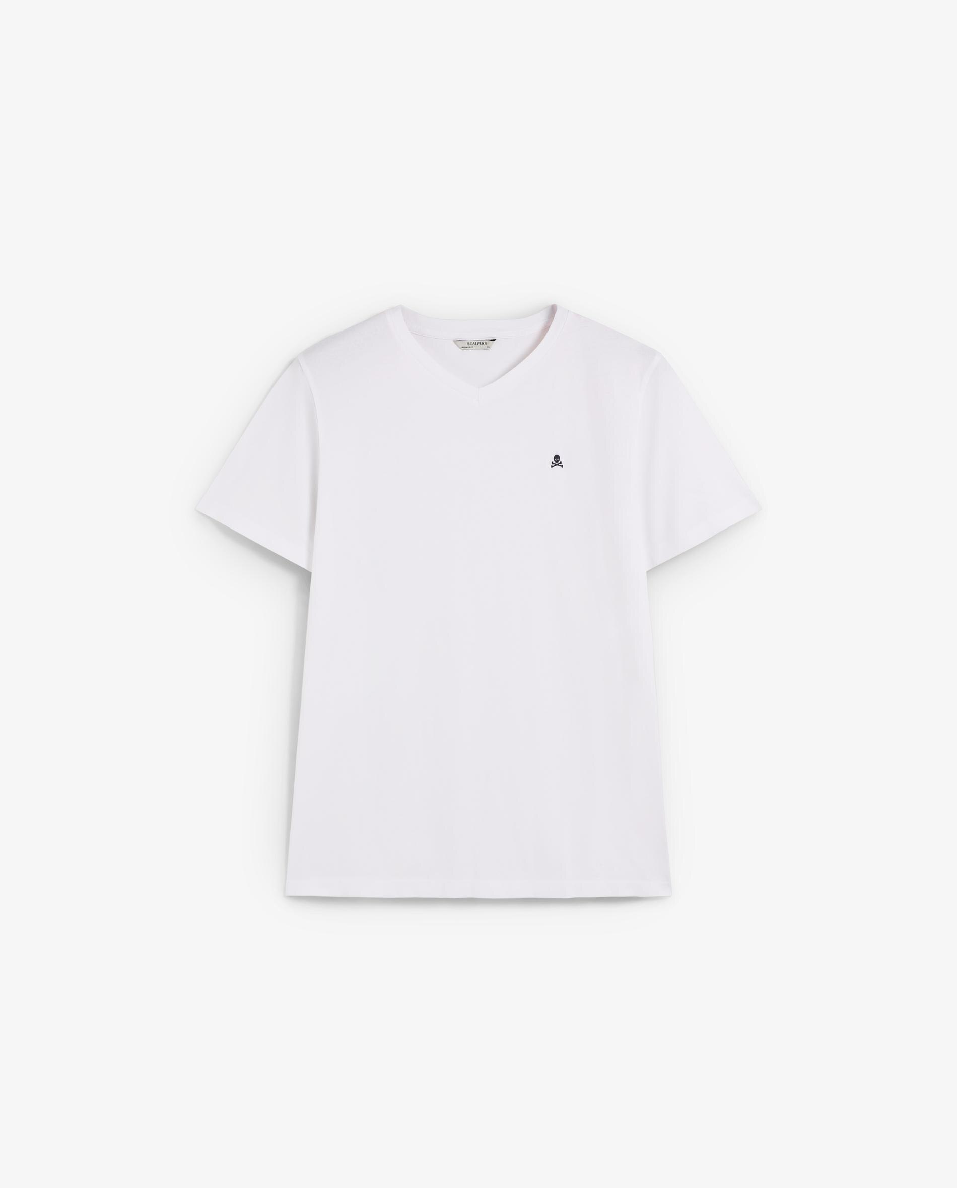 Camiseta de manga corta de hombre básica con calavera bordada - Scalpers - Blanco Blanco-6