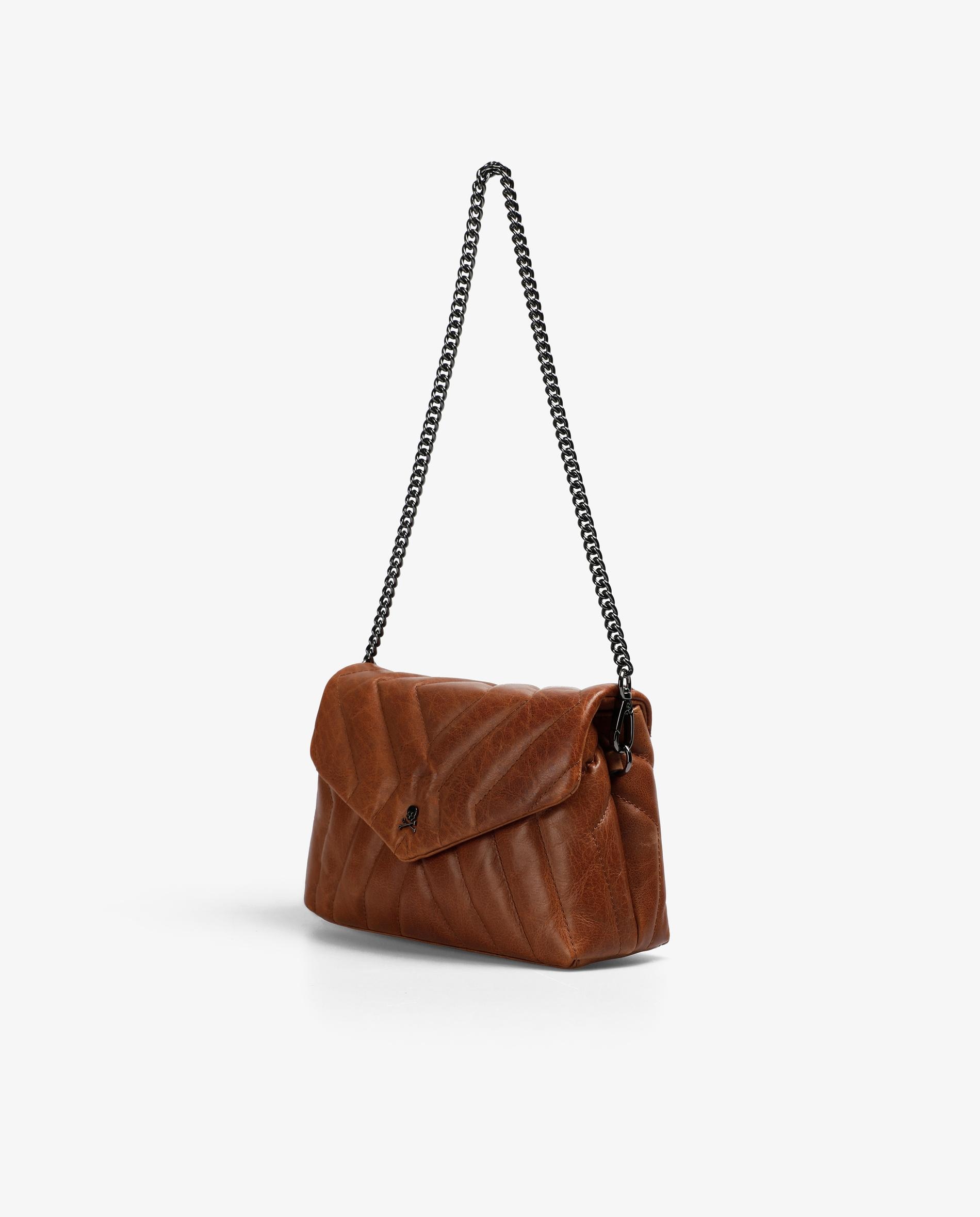 Bolso de hombro de piel acolchado con solapa y cierre imantado - Scalpers - Marrón Marrón-2