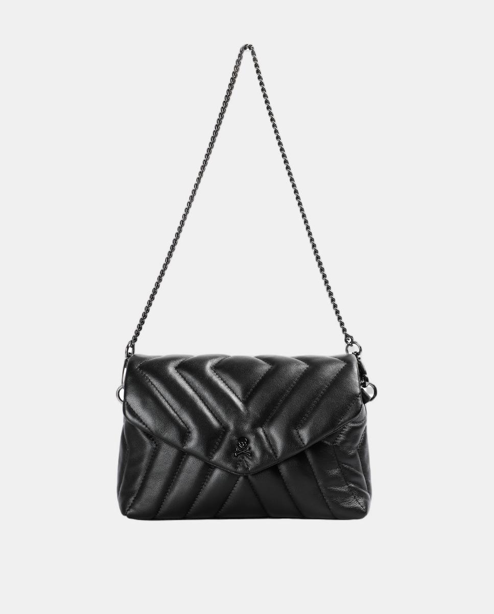 Bolso de hombro de piel acolchado con solapa y cierre imantado - Scalpers - Negro Negro-1