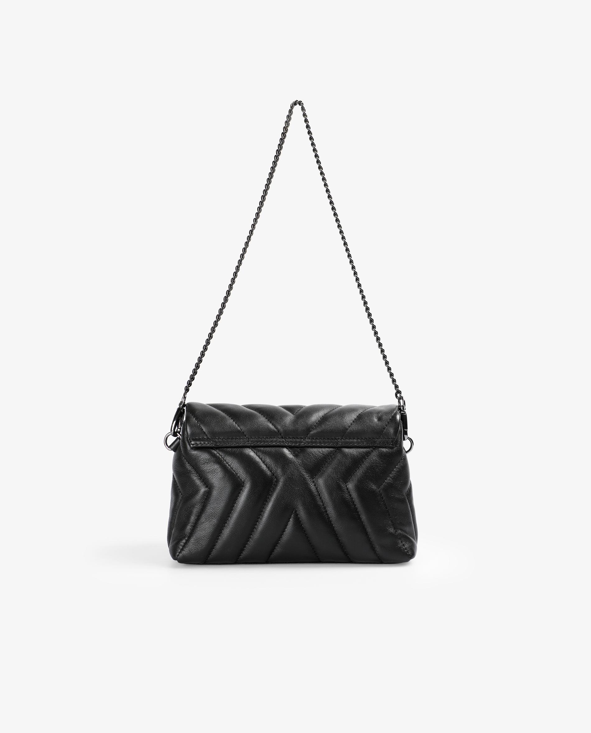 Bolso de hombro de piel acolchado con solapa y cierre imantado - Scalpers - Negro Negro-3
