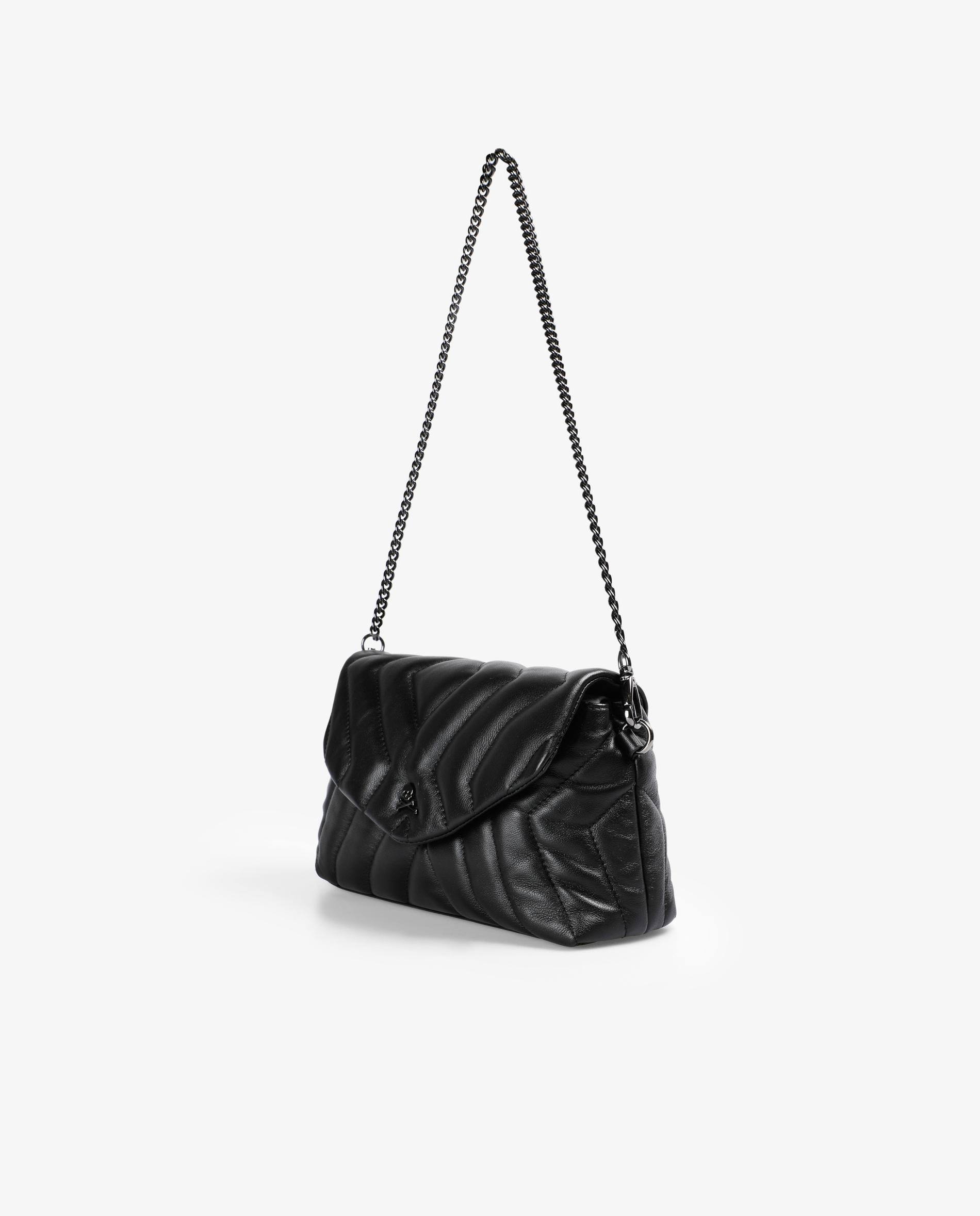 Bolso de hombro de piel acolchado con solapa y cierre imantado - Scalpers - Negro Negro-2