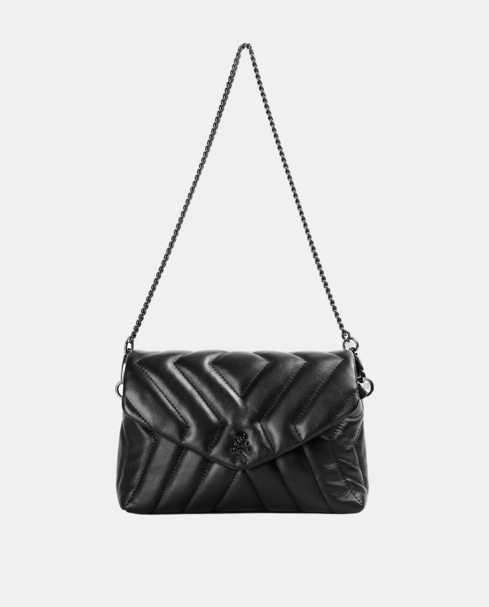 Bolso de hombro de piel acolchado con solapa y cierre imantado - Scalpers - Negro Negro-4