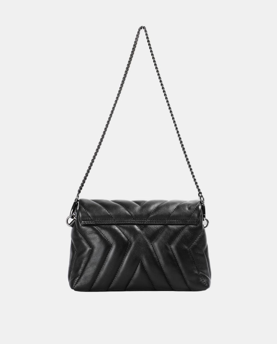Bolso de hombro de piel acolchado con solapa y cierre imantado - Scalpers - Negro Negro-5
