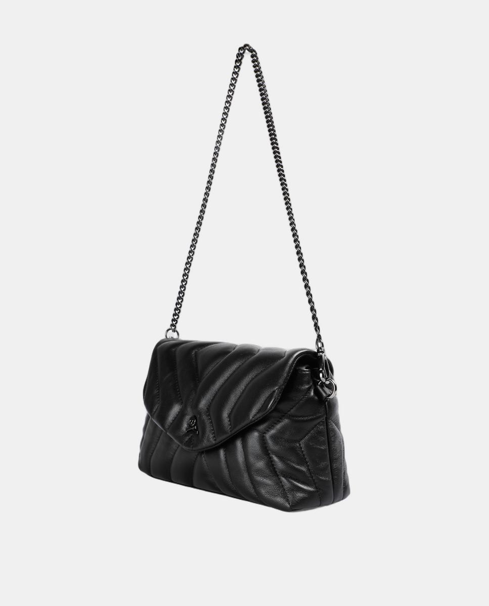 Bolso de hombro de piel acolchado con solapa y cierre imantado - Scalpers - Negro Negro-6