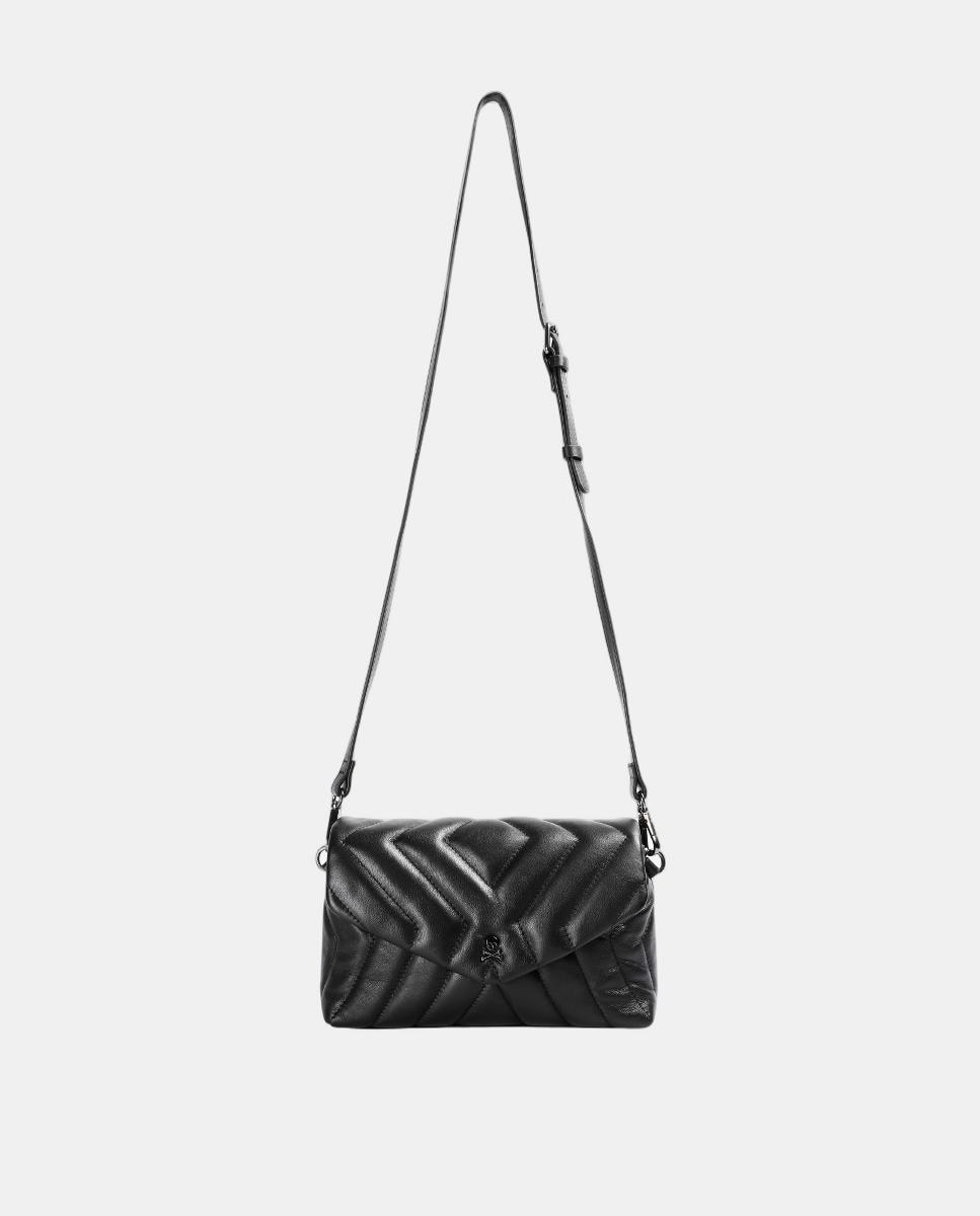 Bolso de hombro de piel acolchado con solapa y cierre imantado - Scalpers - Negro Negro-7