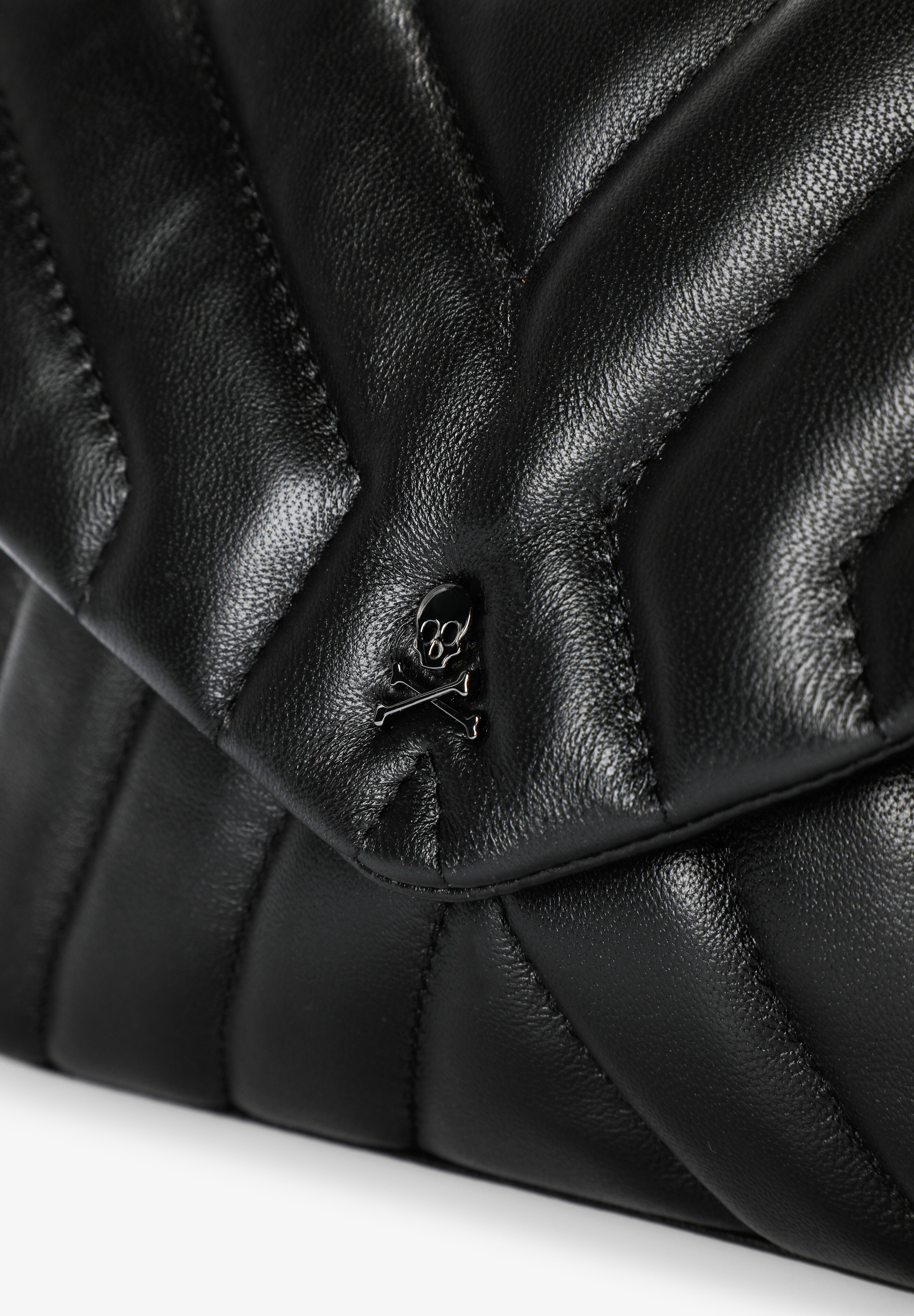 Bolso de hombro de piel acolchado con solapa y cierre imantado - Scalpers - Negro Negro-8