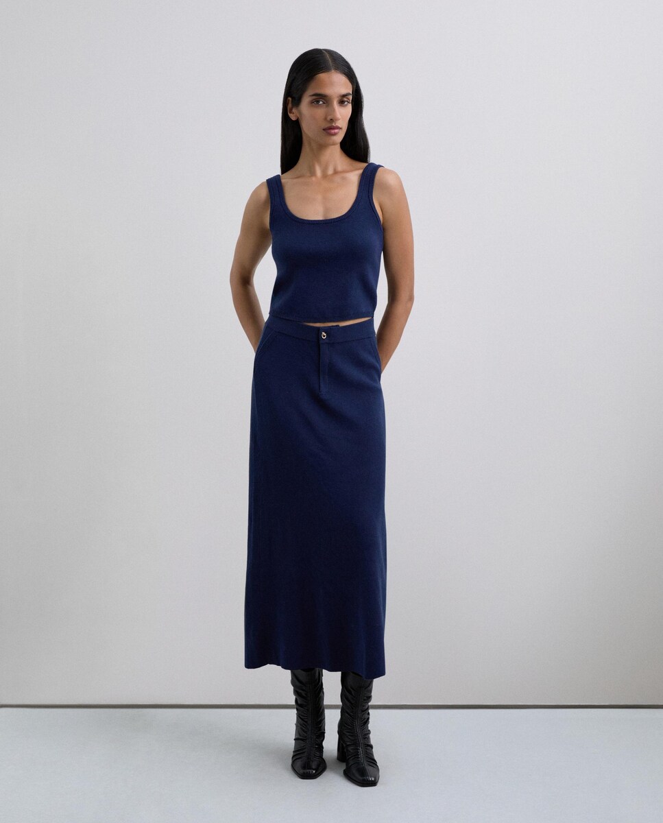 Falda larga de mujer de punto con cintura elástica · Scalpers · El