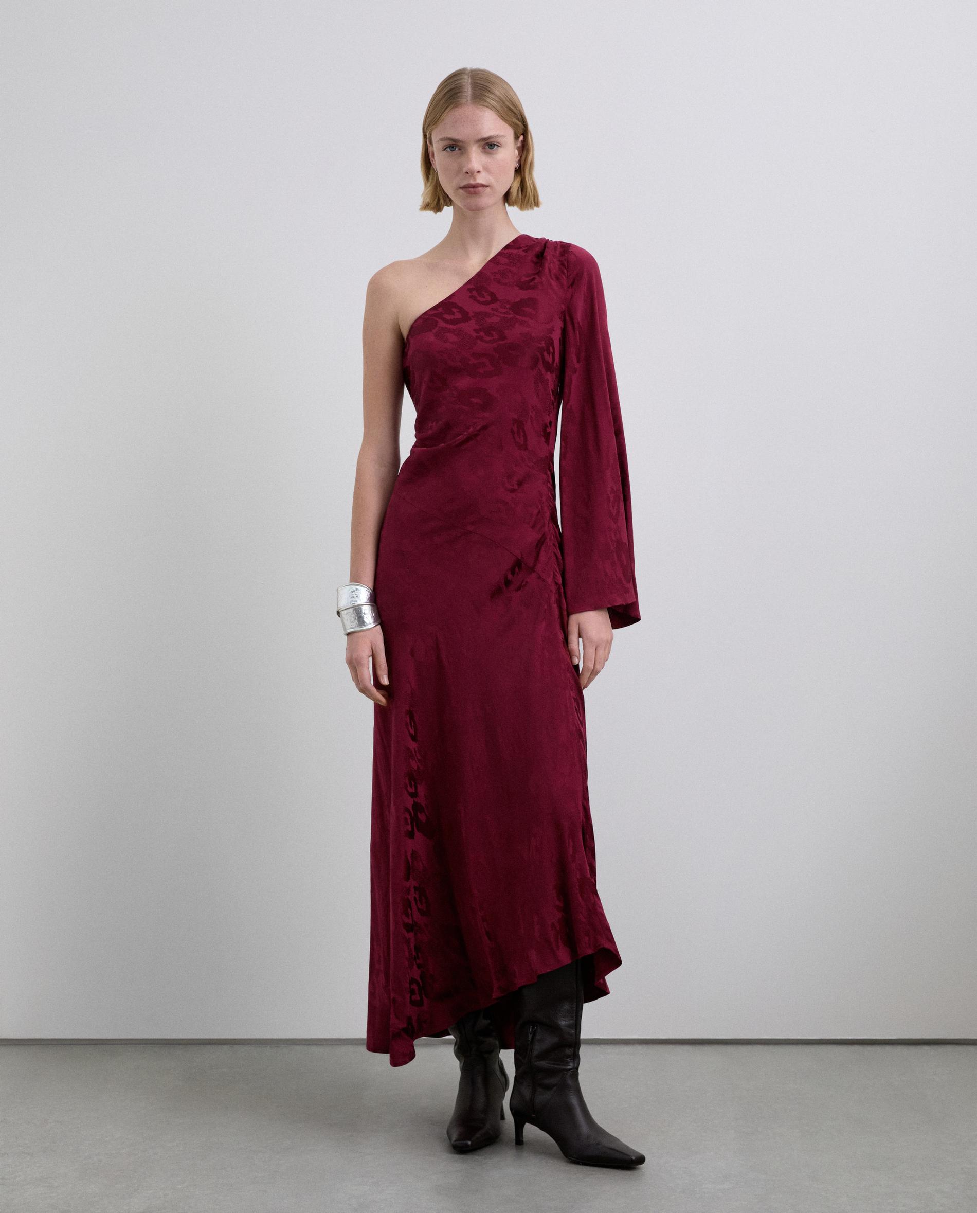 Vestido asimétrico en tejido jacquard