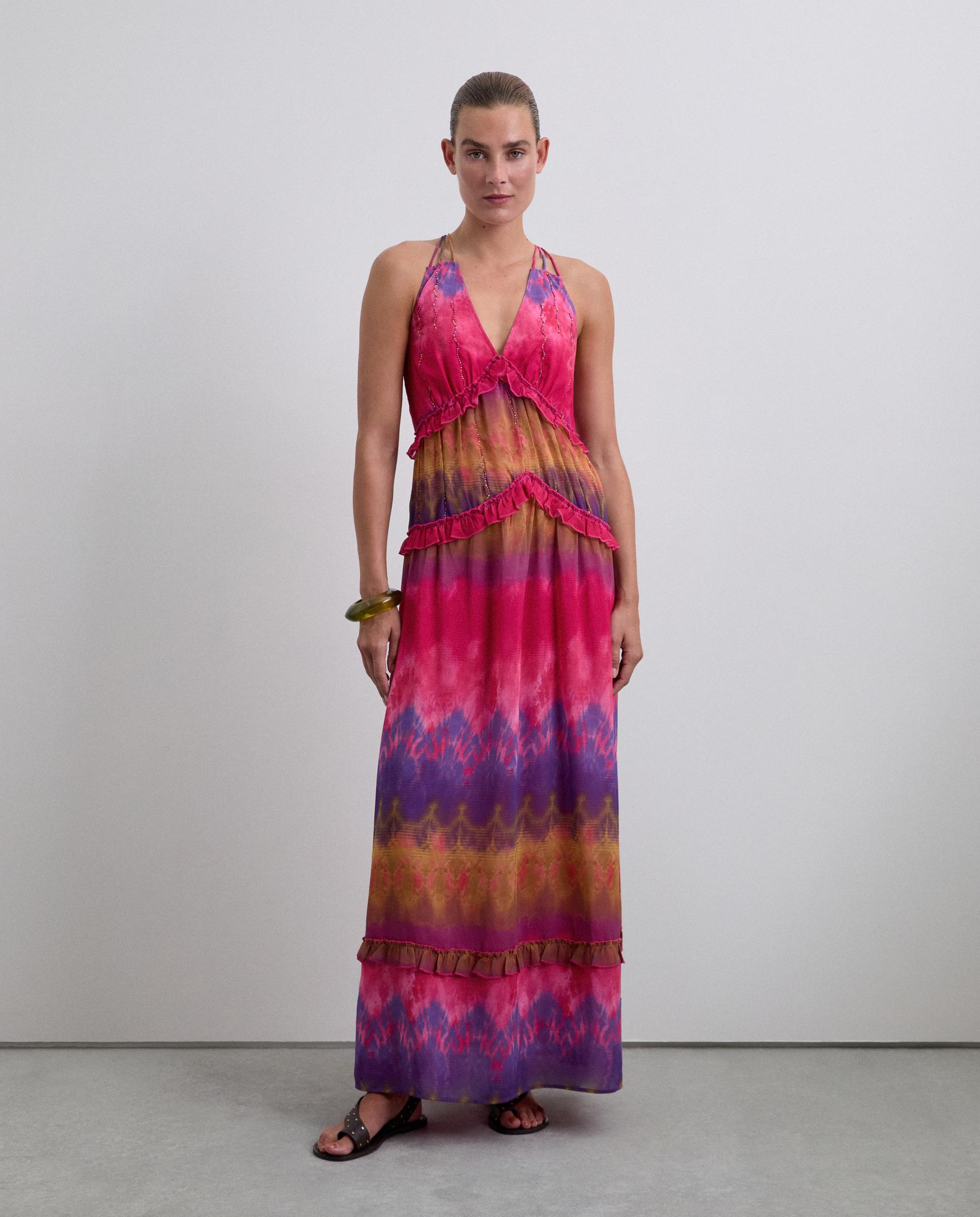 Scalpers - Vestido largo tie dye con volantes.