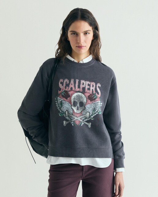 Imagen 0 de Sudadera de mujer con cuello redondo y print frontal