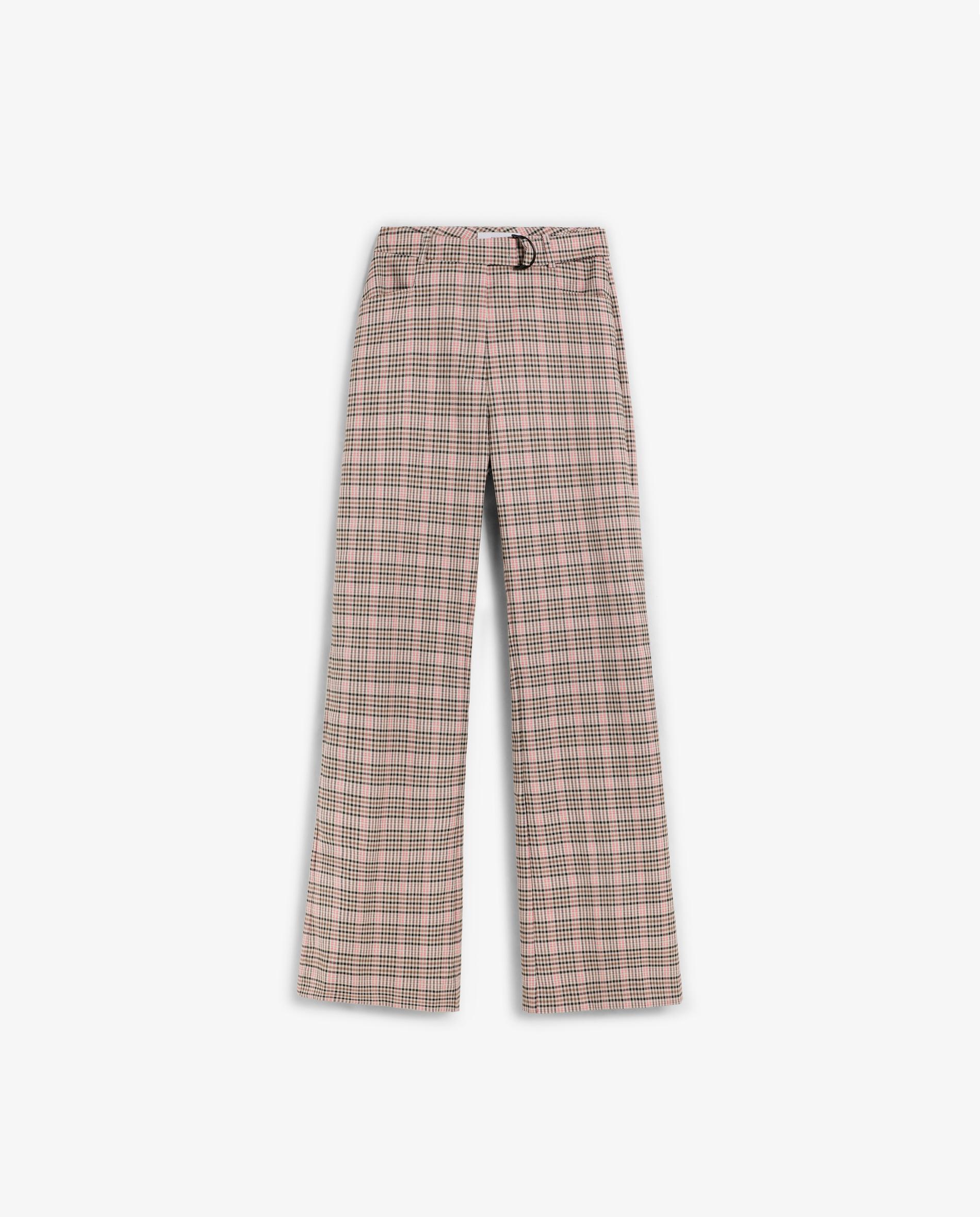 Pantalón de campana de mujer con estampado de cuadros - Scalpers - Rosa Rosa-6