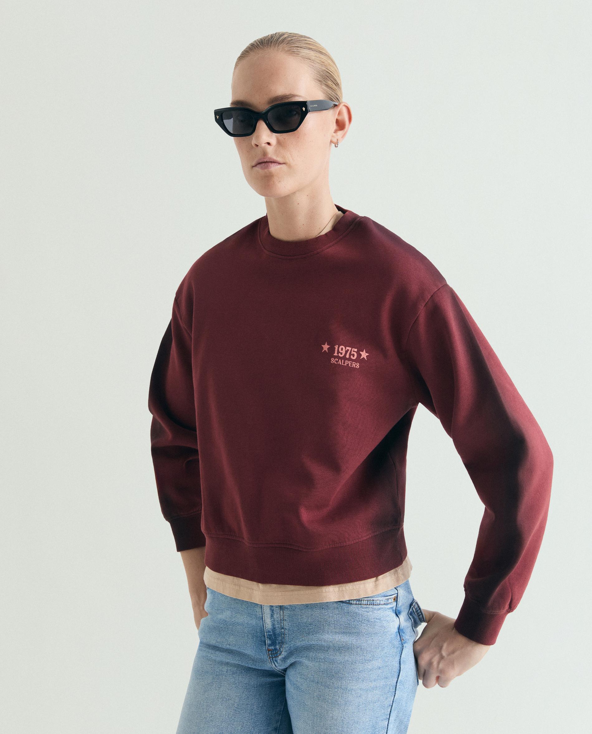 Scalpers - Sudadera de mujer con cuello redondo y prit trasero.