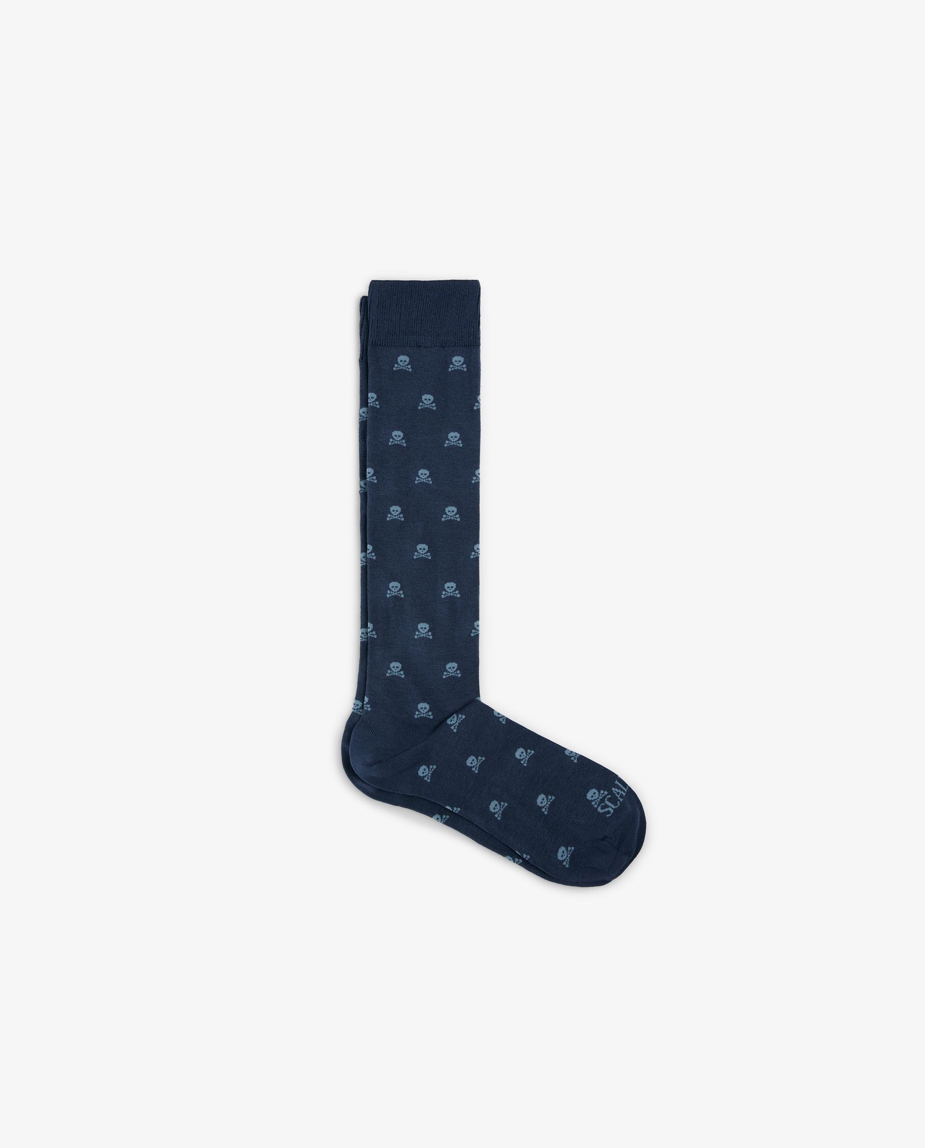 Imagen 0 de Calcetines altos de hombre con estampado de calaveras Navy