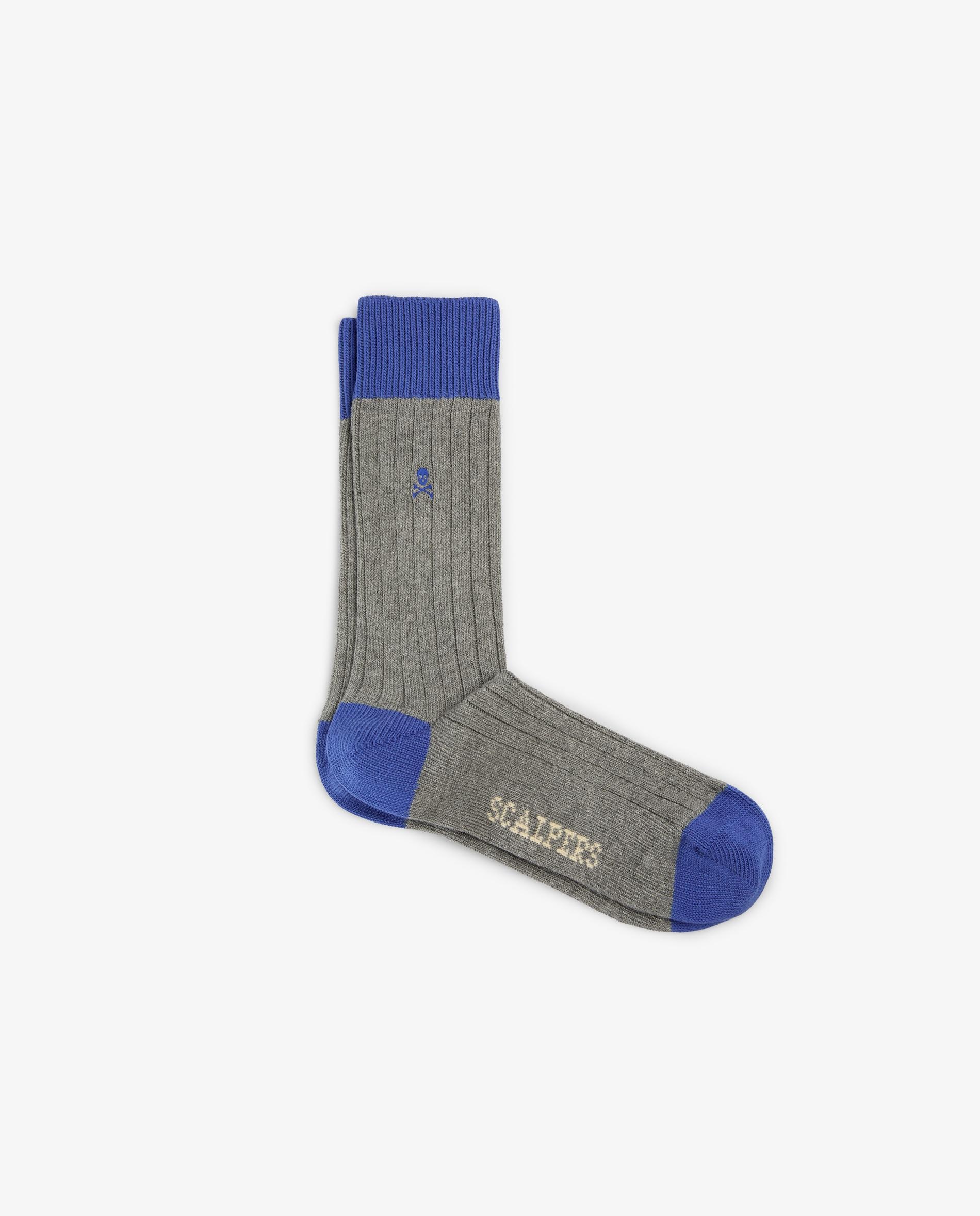 Imagen 0 de Calcetines cortos de hombre acanalados con contrastes Gris