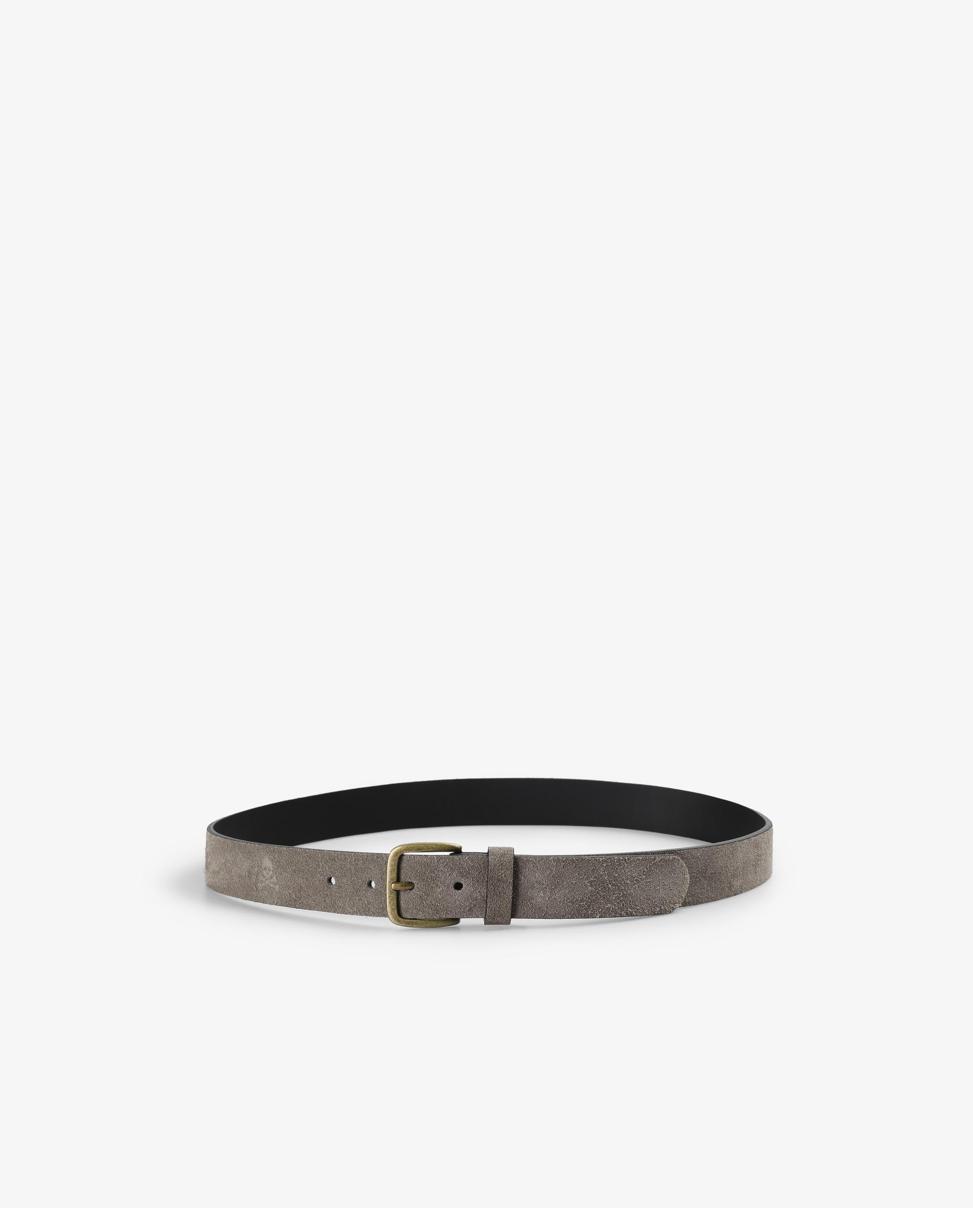 Cinturón de hombre de piel con acabado en ante - Scalpers - Gris Gris-3