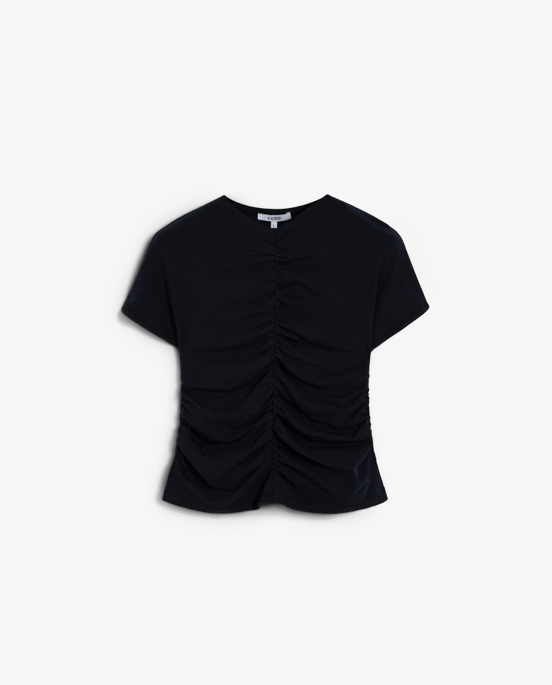 Scalpers - Camiseta de mujer de manga corta fruncida.