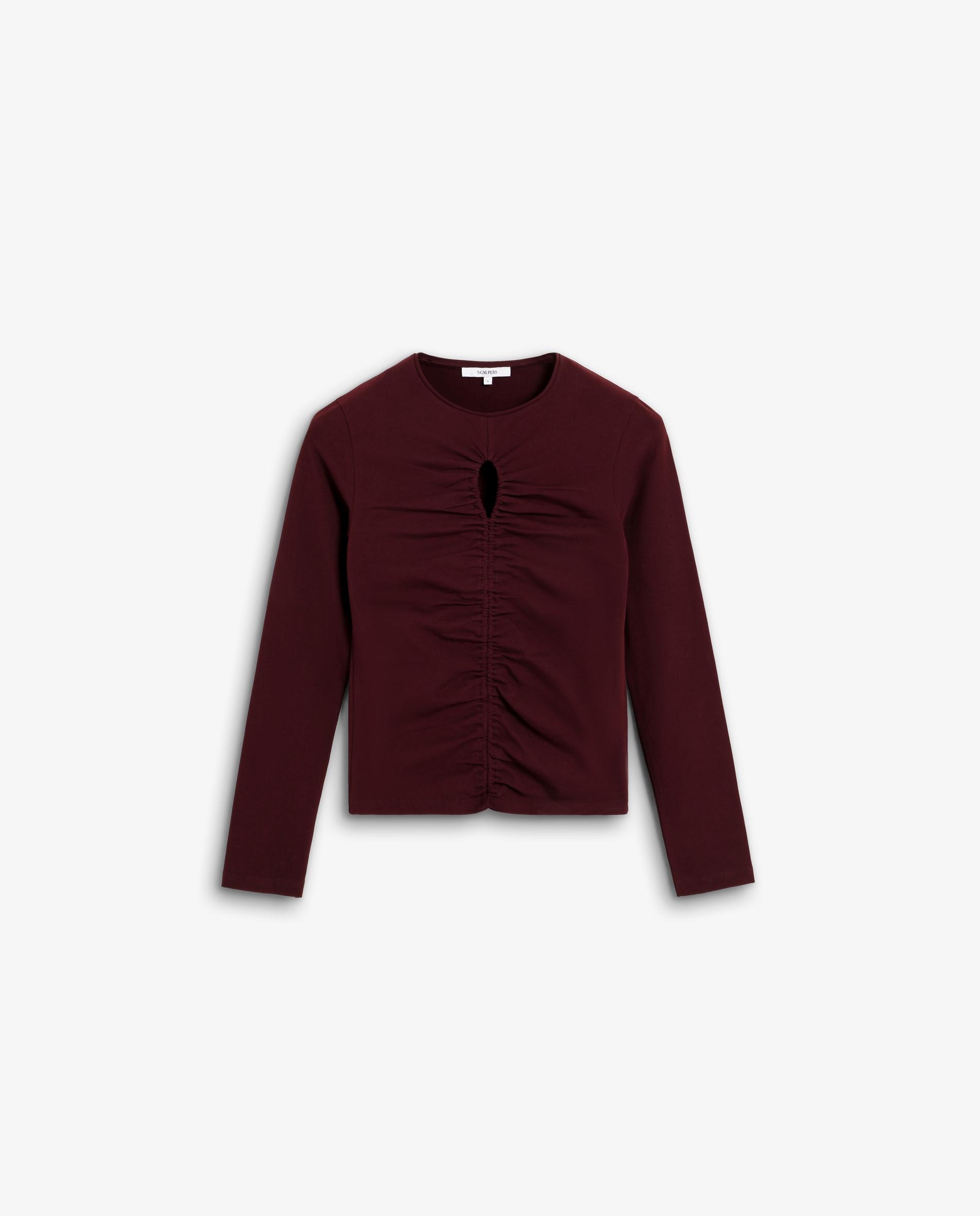 Camiseta de mujer de manga larga con detalle de abertura en escote