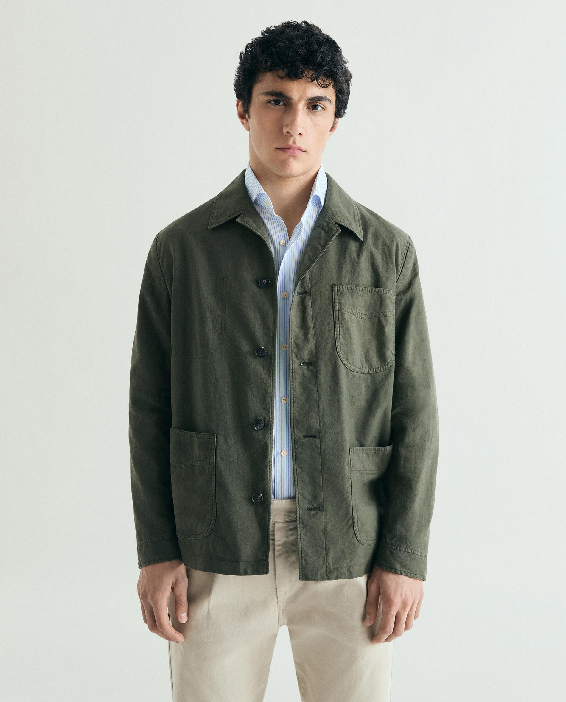Scalpers - Blazer de hombre con cuello camisero y bolsillos parche.
