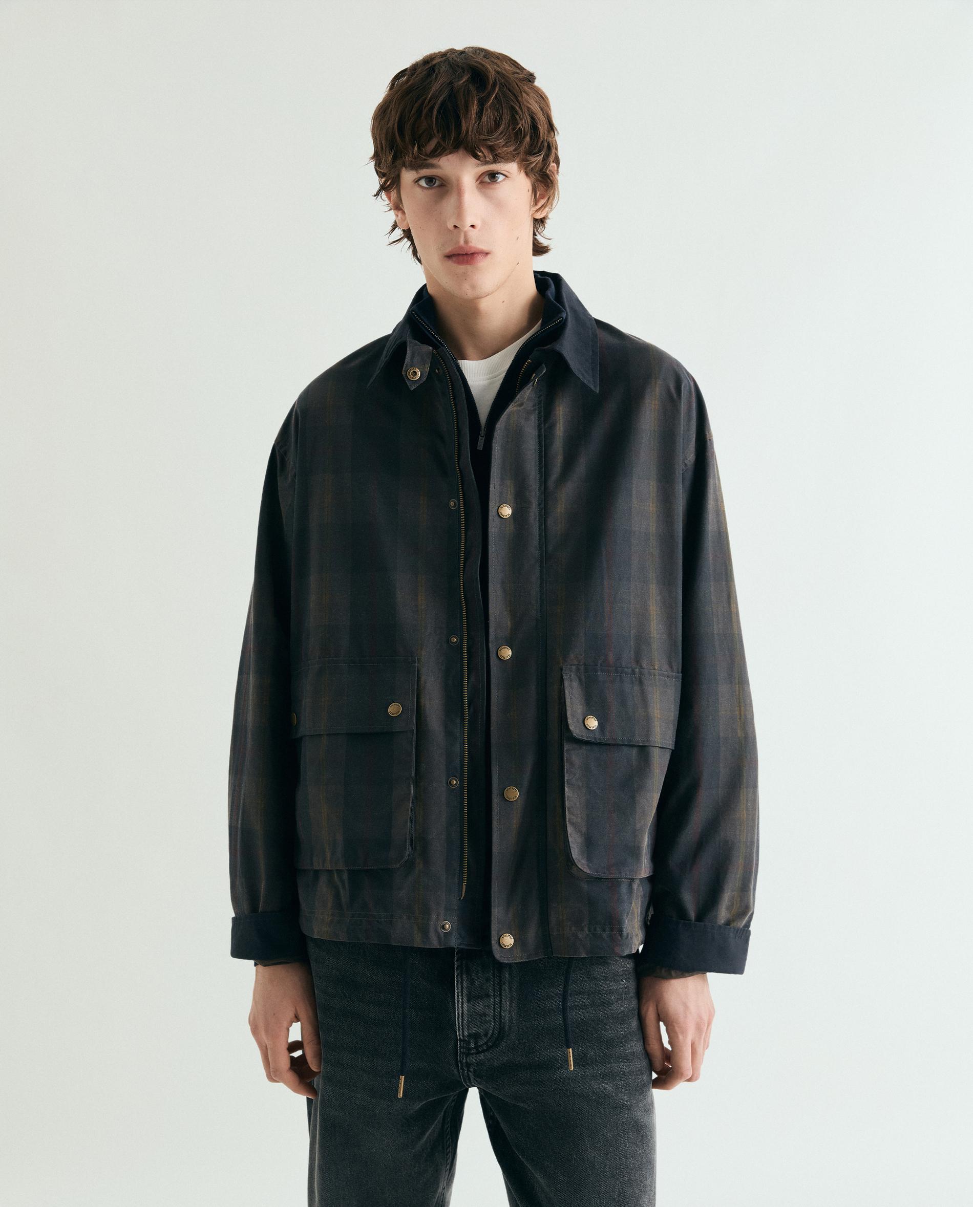 Parka de hombre a cuadros con cierre de snaps - Scalpers - Navy Navy-5