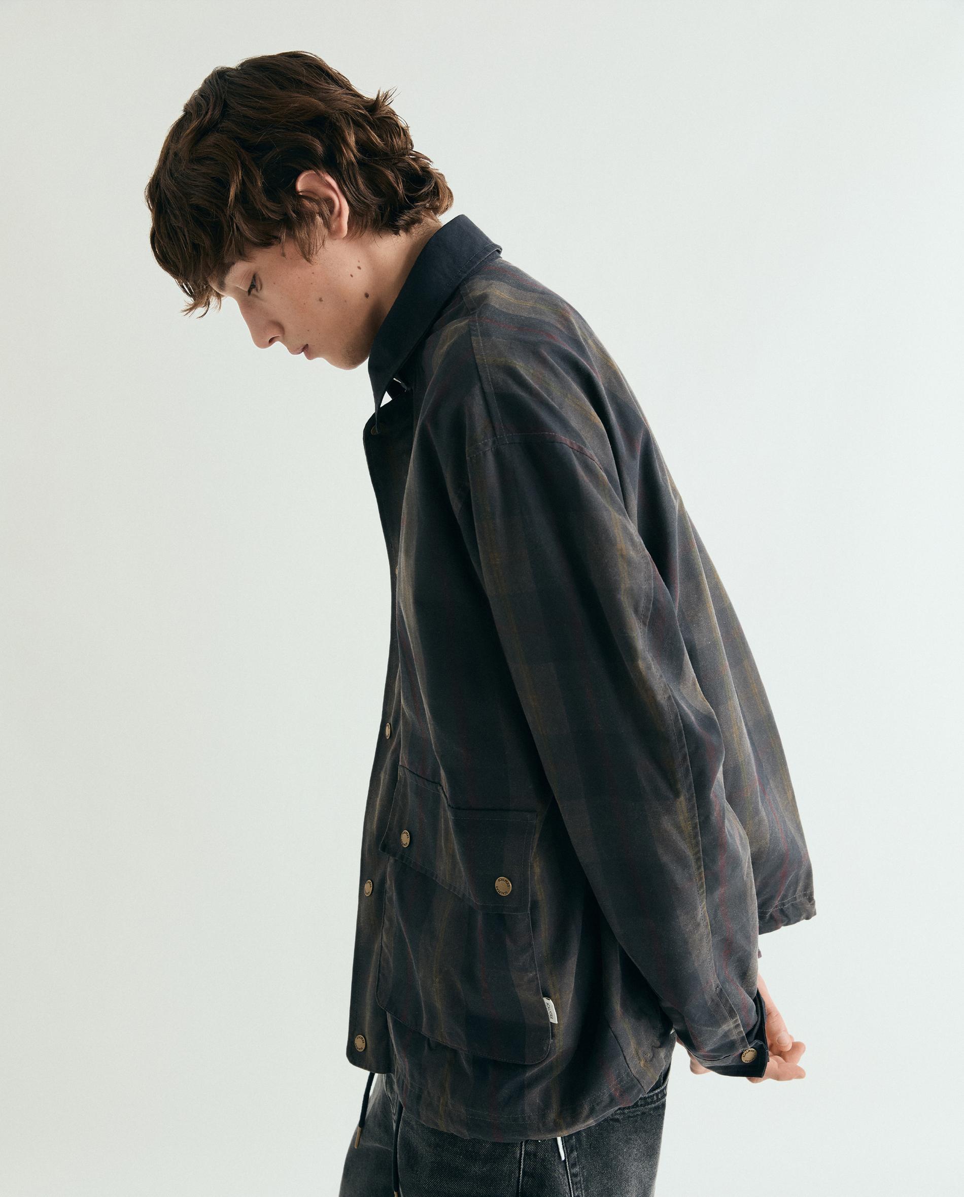 Parka de hombre a cuadros con cierre de snaps - Scalpers - Navy Navy-6