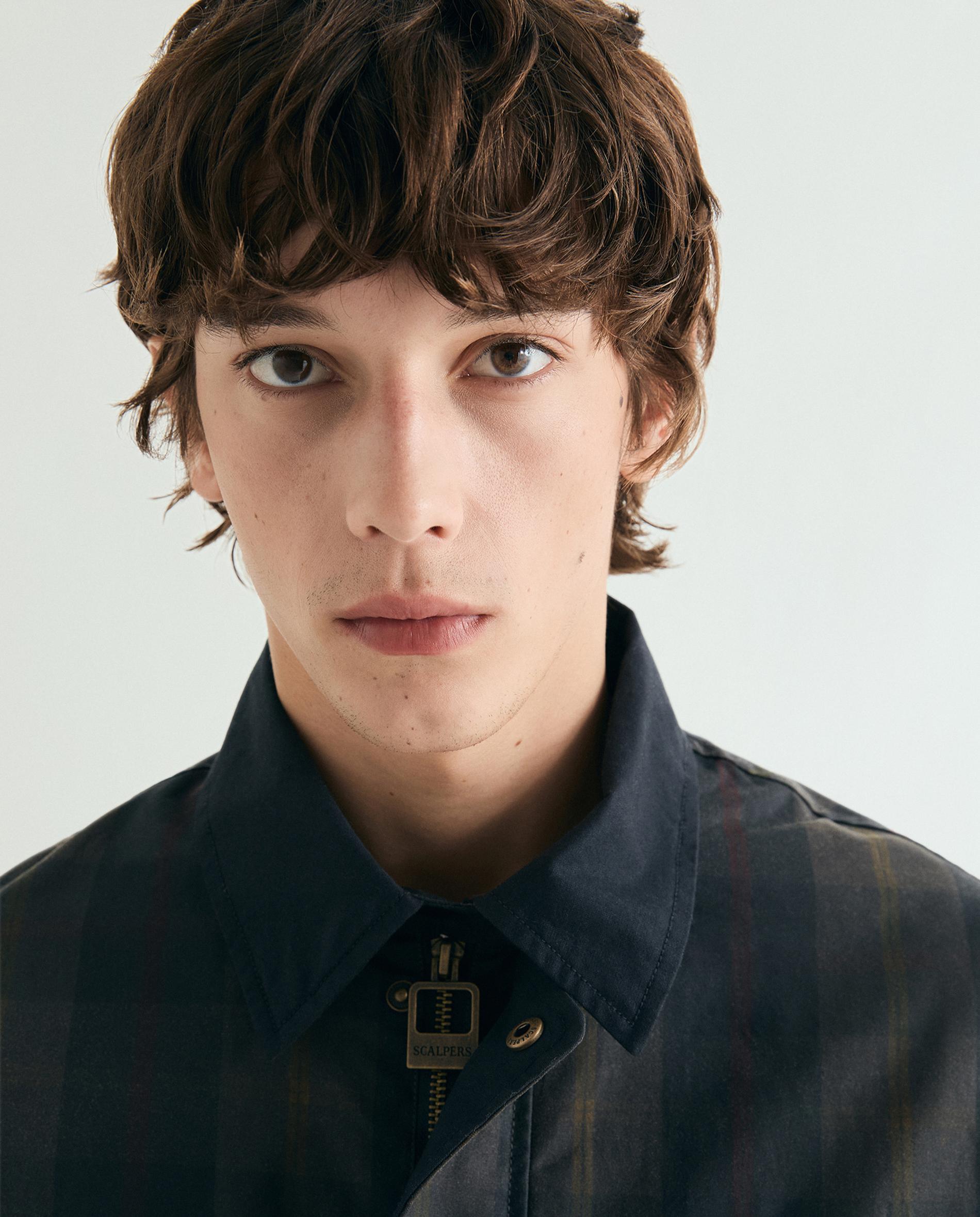 Parka de hombre a cuadros con cierre de snaps - Scalpers - Navy Navy-7