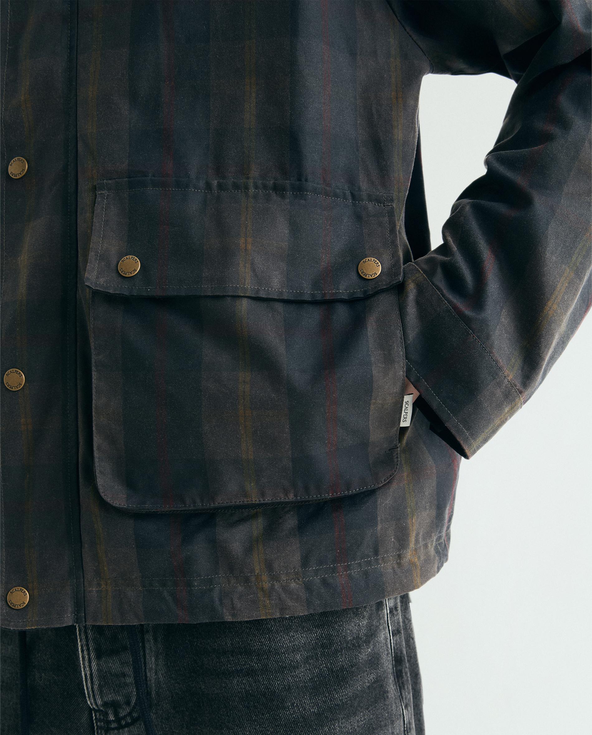 Parka de hombre a cuadros con cierre de snaps - Scalpers - Navy Navy-8