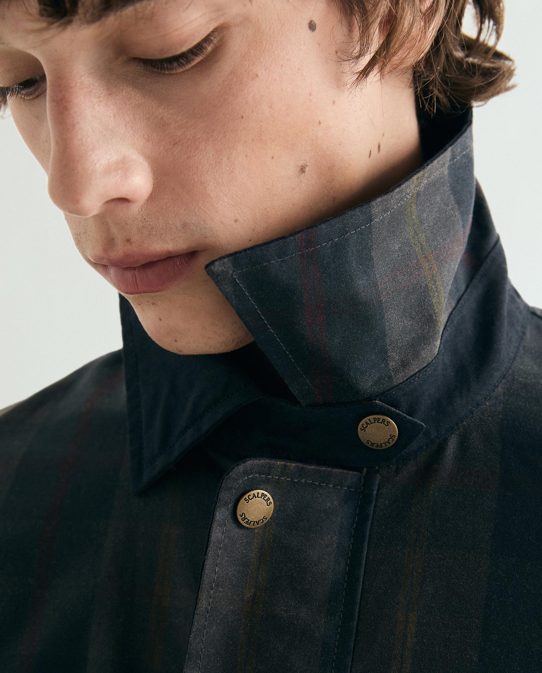 Parka de hombre a cuadros con cierre de snaps - Scalpers - Navy Navy-9