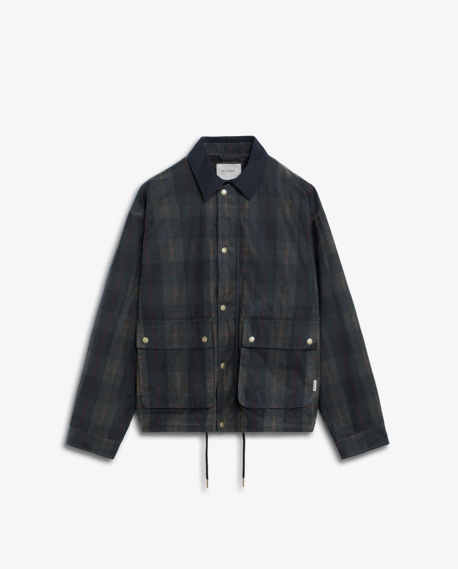 Parka de hombre a cuadros con cierre de snaps - Scalpers - Navy Navy-11