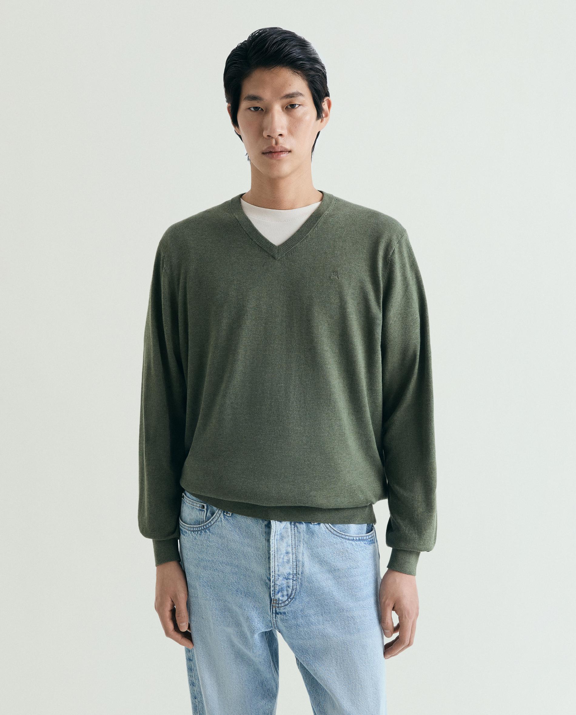 Imagen 1 de Jersey de hombre de algodón supima con cuello pico - Scalpers - Verde militar Verde militar