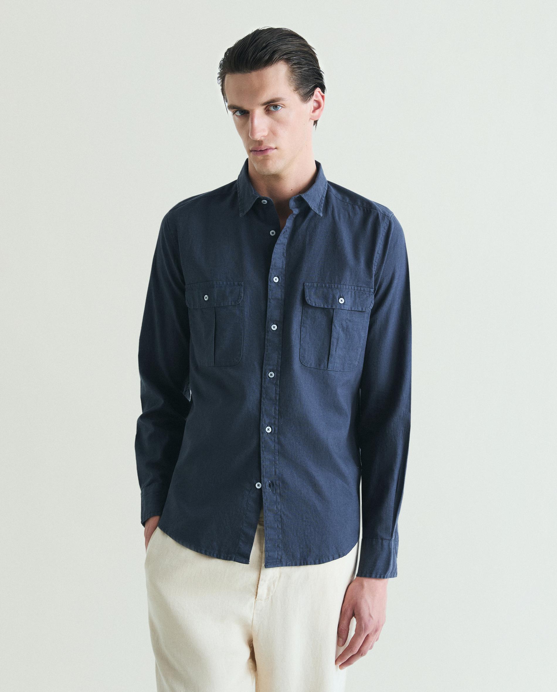 Scalpers - Camisa de hombre regular fit con bolsillos en el pecho.