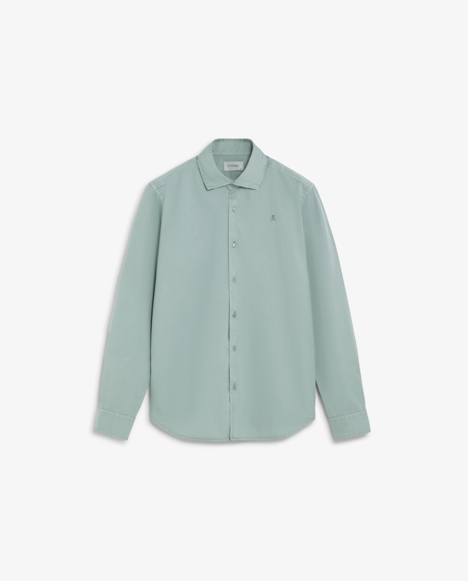 Imagen 5 de Camisa de hombre regular fit con calavera bordada a tono - Scalpers - Verde Agua Verde Agua