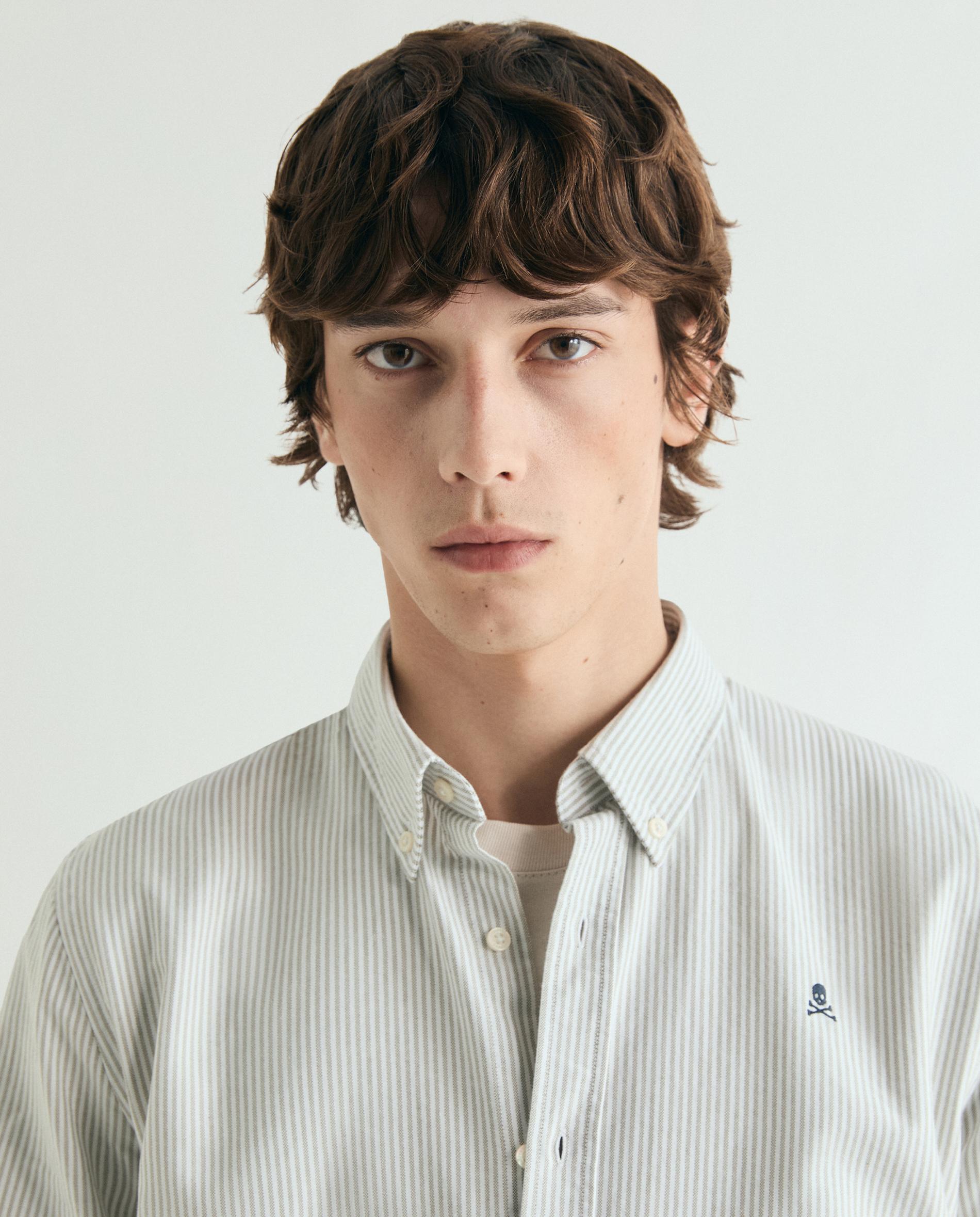 Camisa oxford de hombre regular fit de rayas - Scalpers - Verde claro Verde claro-4