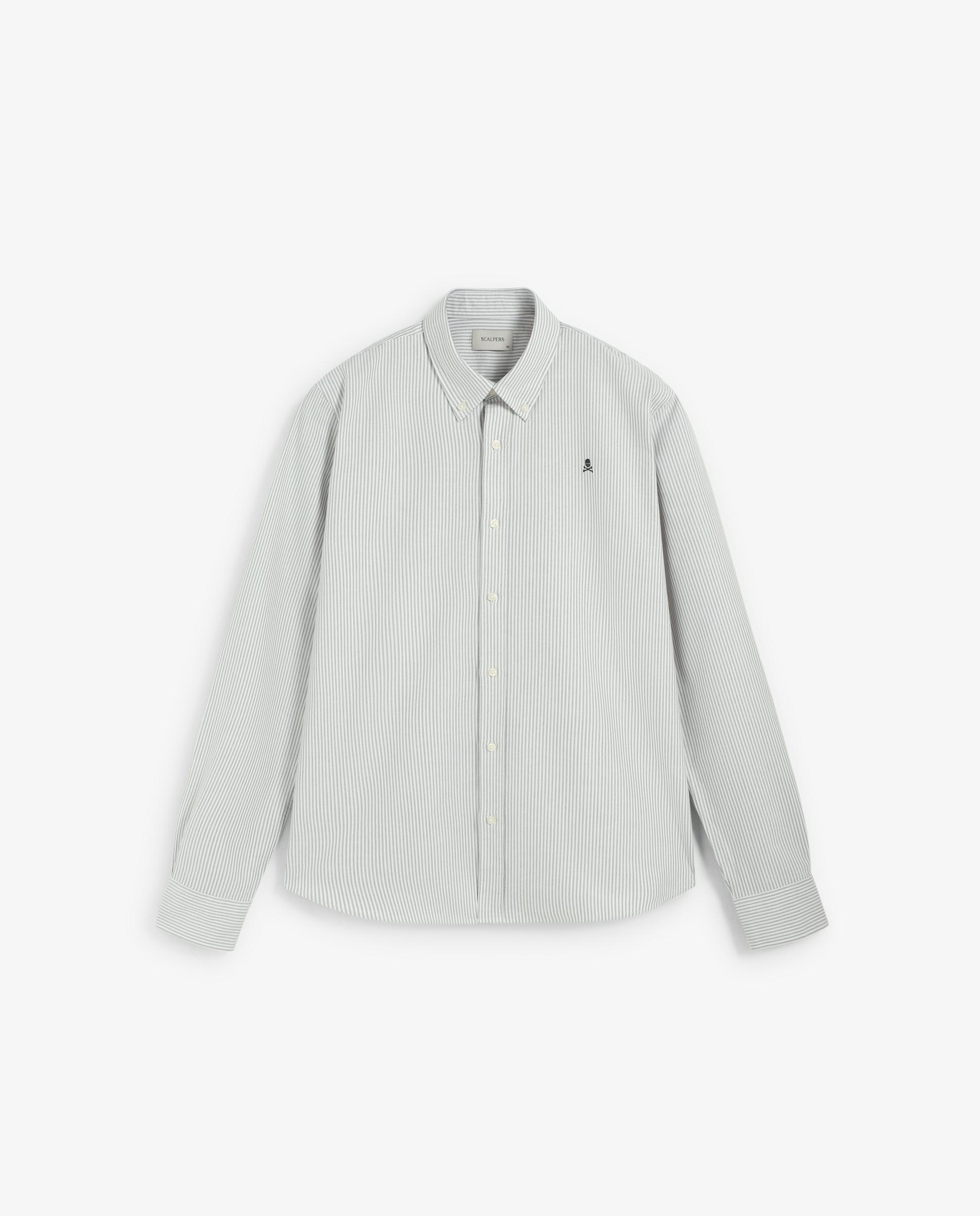 Camisa oxford de hombre regular fit de rayas - Scalpers - Verde claro Verde claro-7