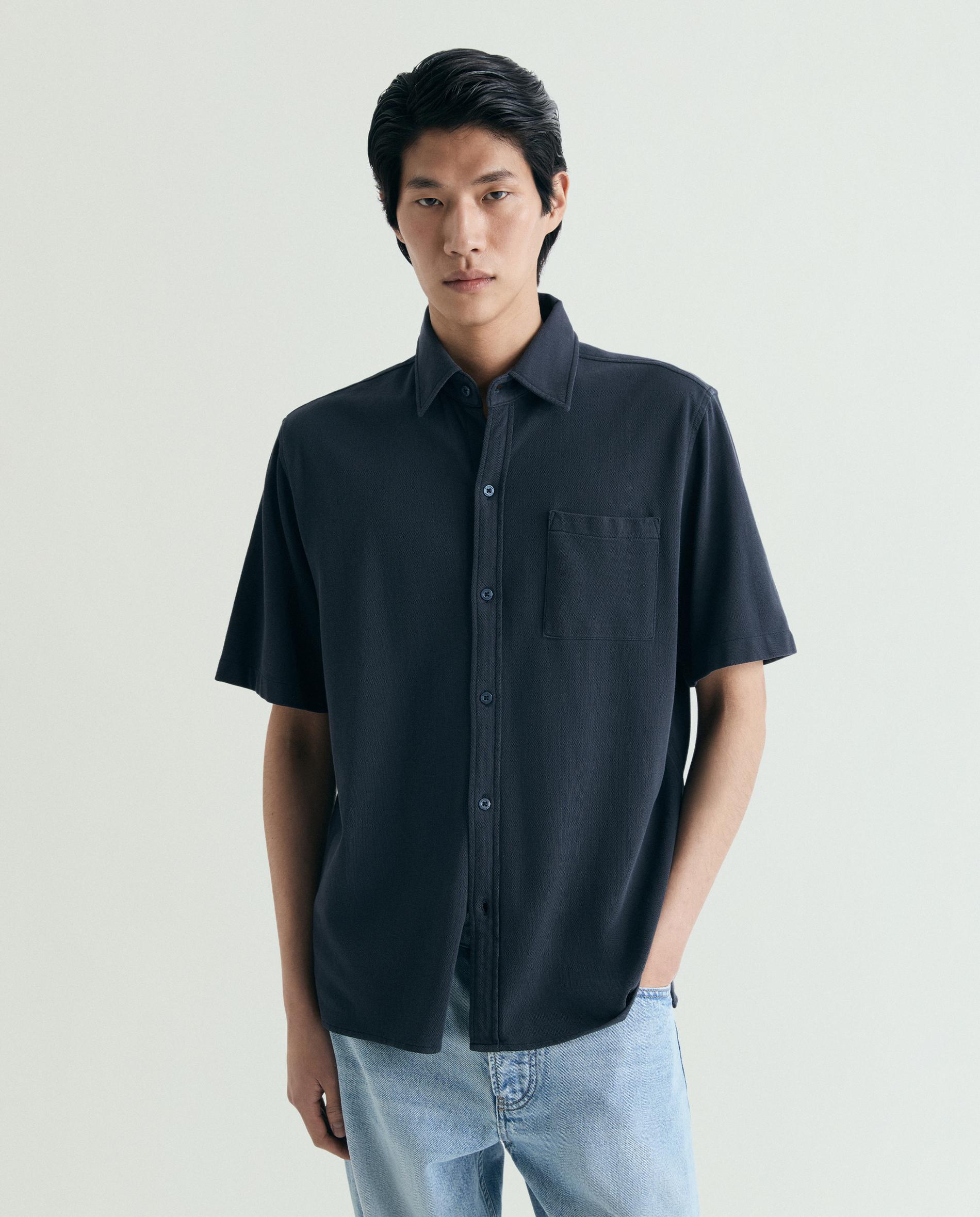 Scalpers - Camisa de hombre slim de manga corta con bolsillo.