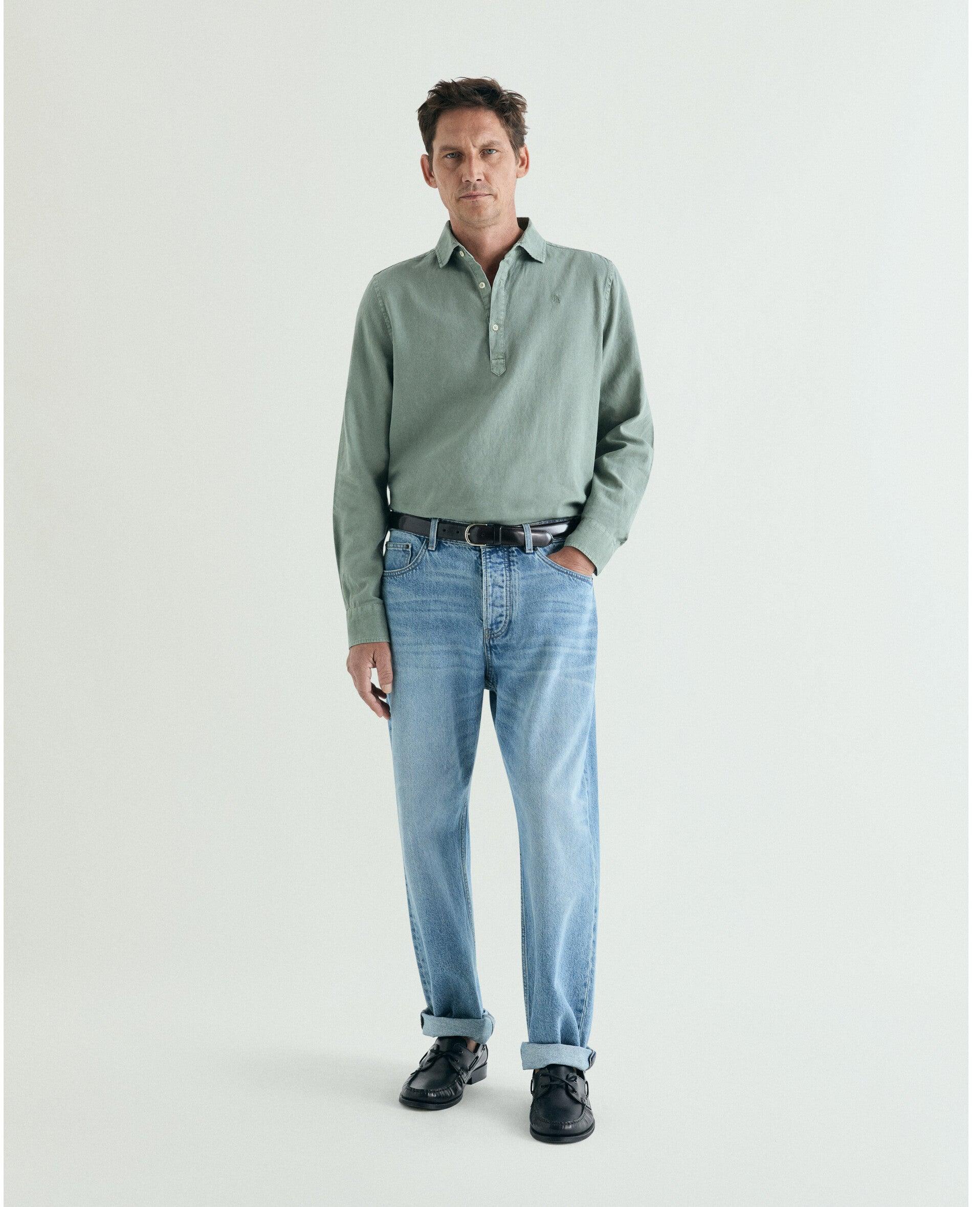 Imagen 3 de Camisa de hombre regular fit tipo polera - Scalpers - Verde Agua Verde Agua