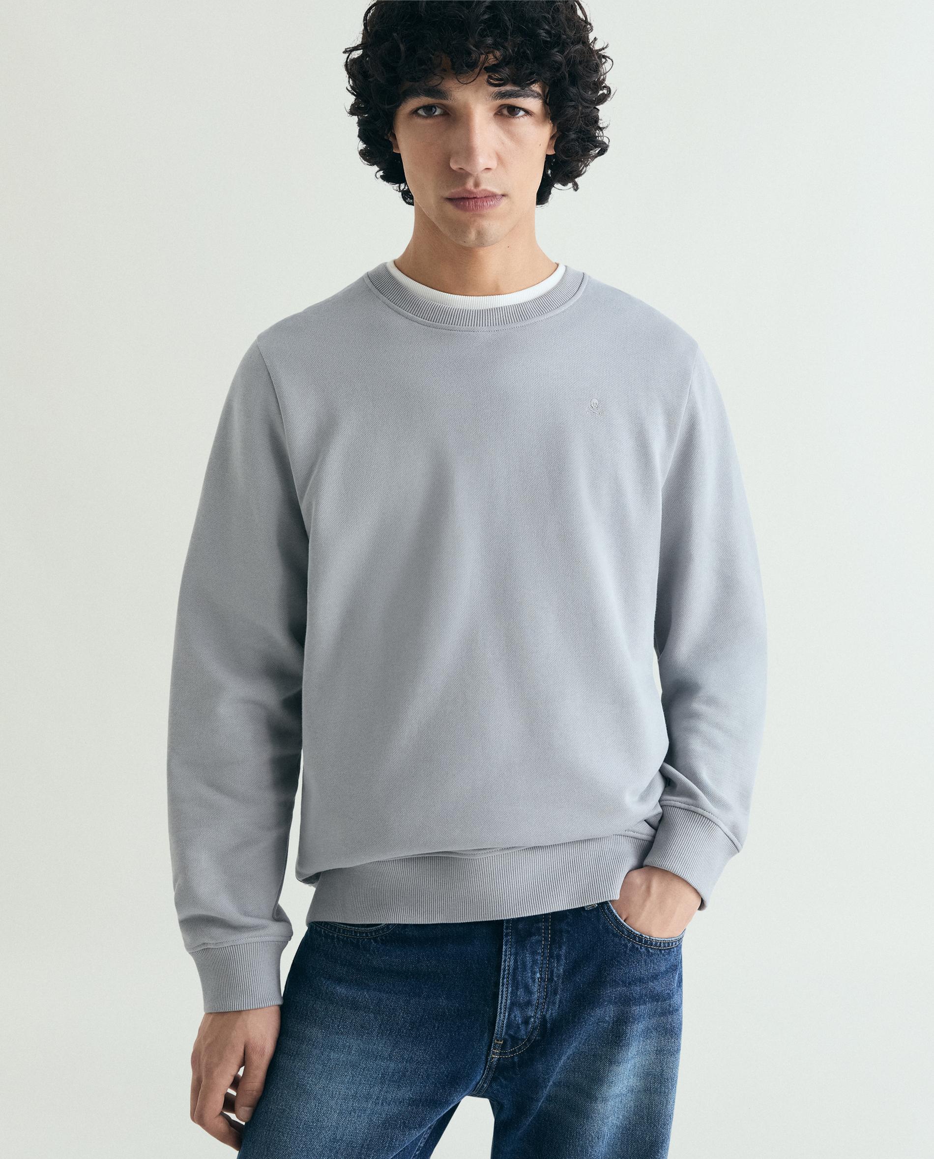 Imagen 0 de Sudadera de hombre con cuello redondo y logo bordado a tono Gris
