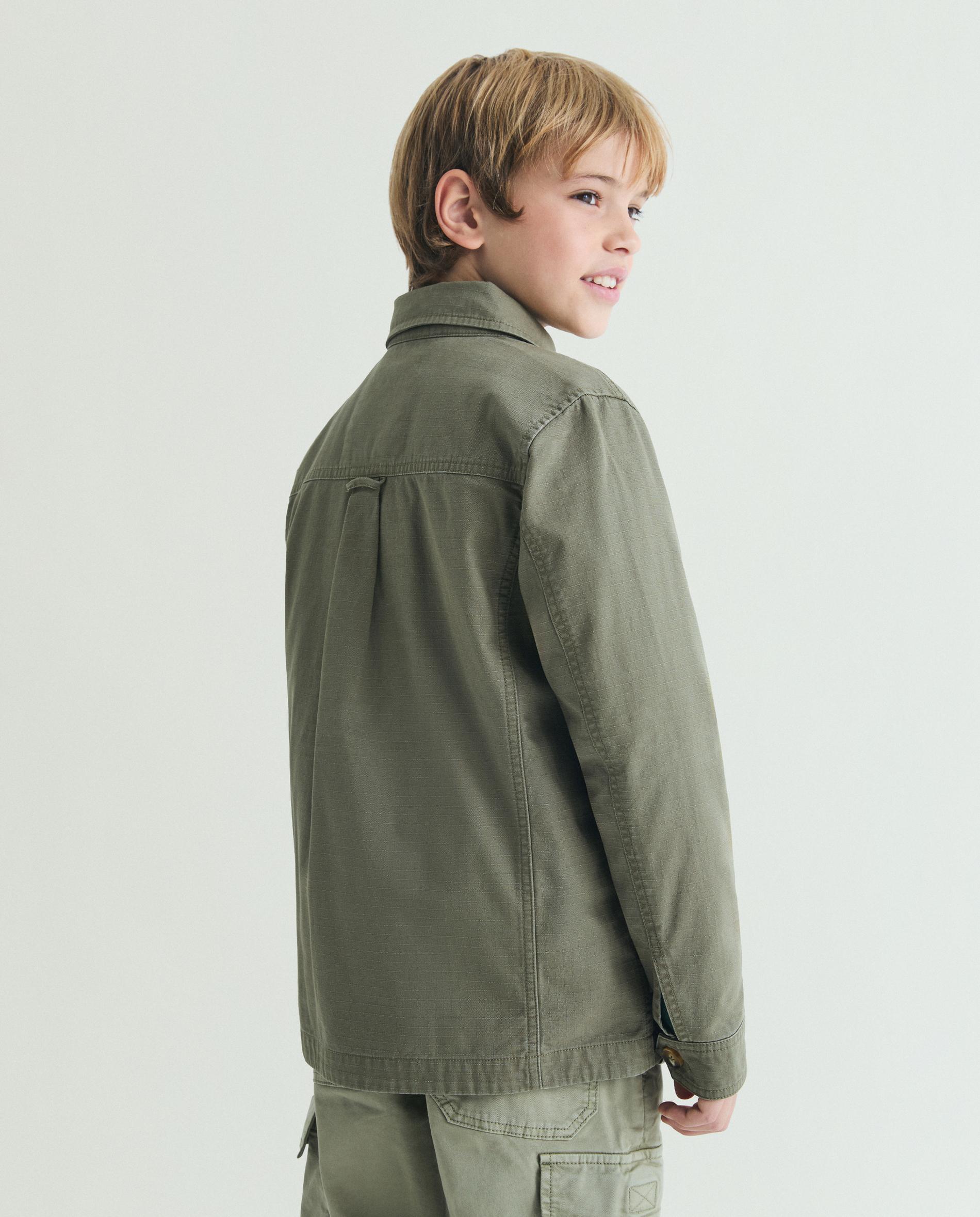 Chaqueta de niño con bolsillos parche y cuello camisero - Scalpers - Kaki Kaki-3