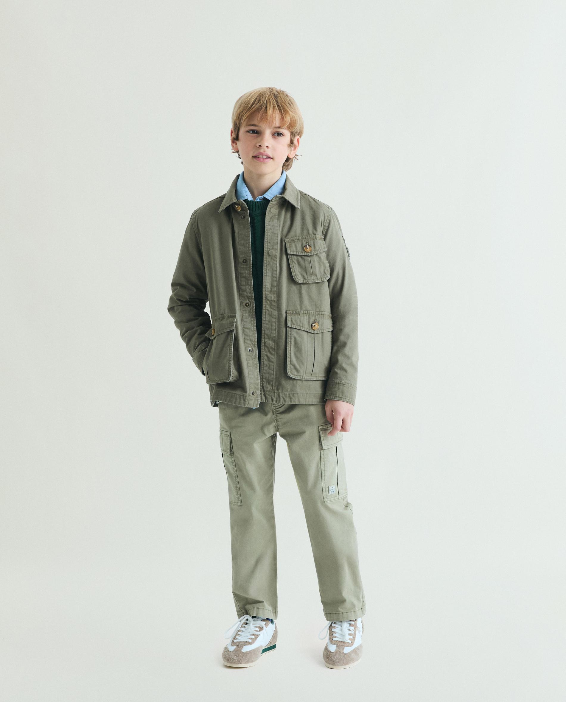 Chaqueta de niño con bolsillos parche y cuello camisero - Scalpers - Kaki Kaki-4