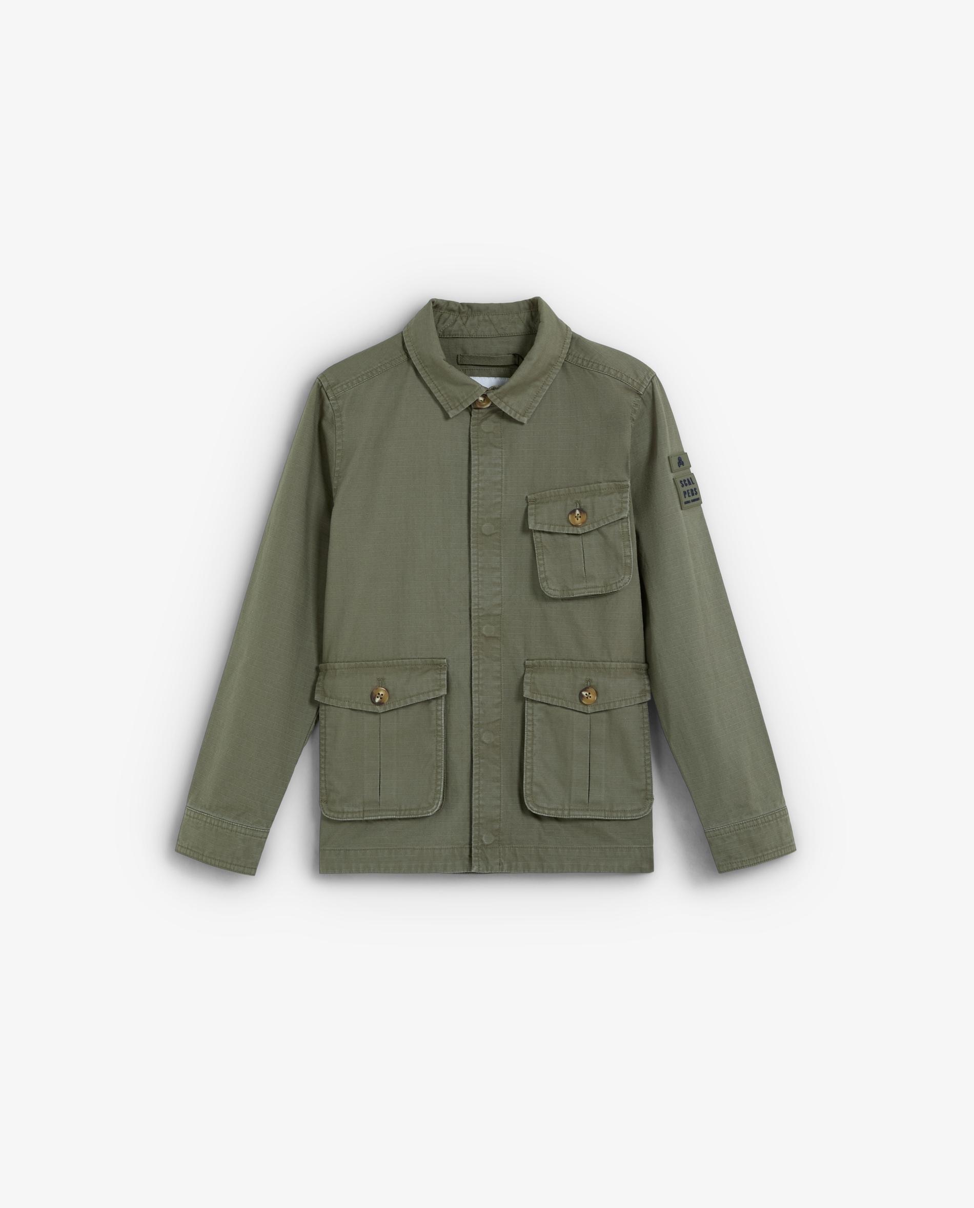 Chaqueta de niño con bolsillos parche y cuello camisero - Scalpers - Kaki Kaki-9