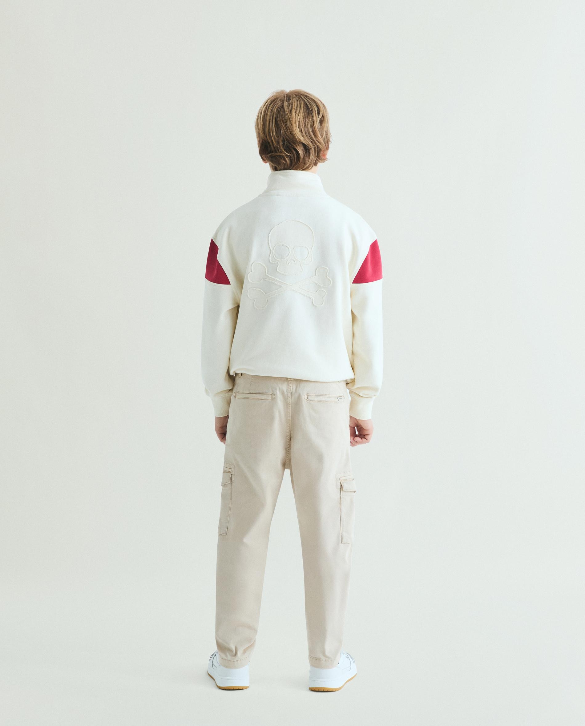 Pantalón cargo de niño liso con cierre de botón y cremallera - Scalpers - Beige Beige-3