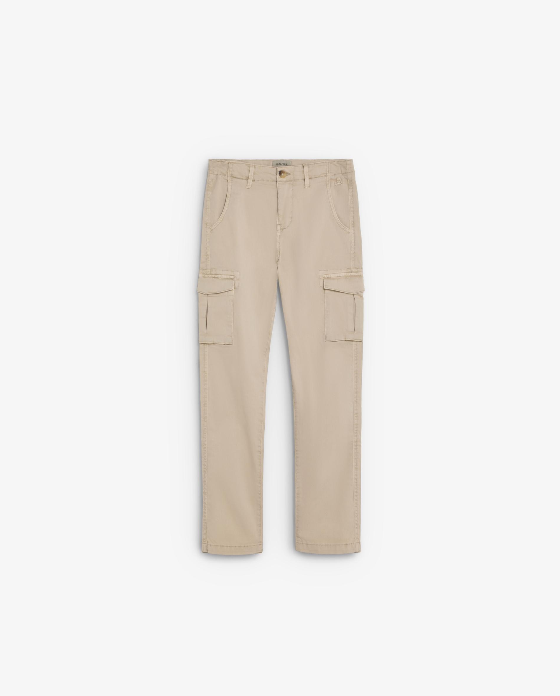 Pantalón cargo de niño liso con cierre de botón y cremallera - Scalpers - Beige Beige-5