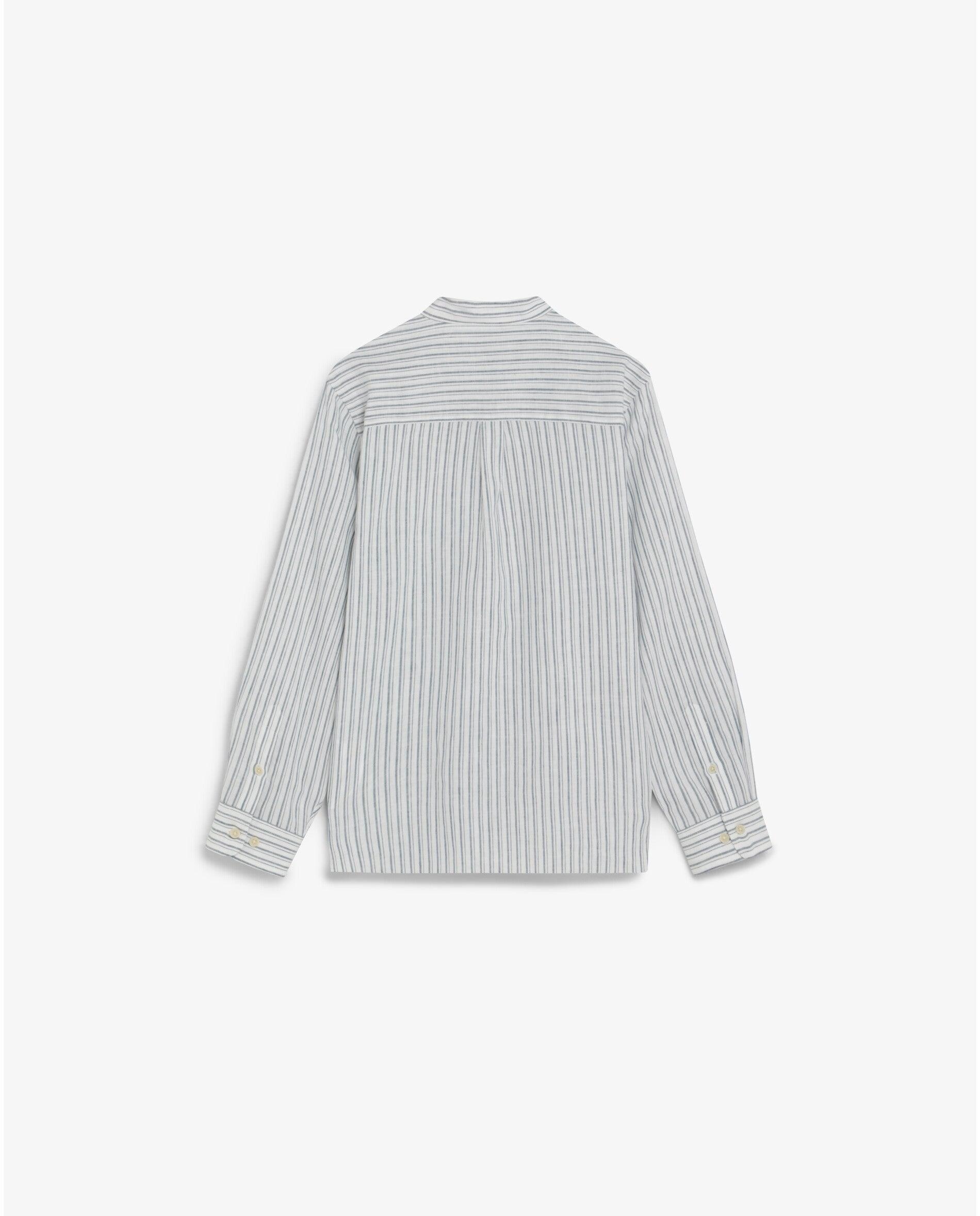 Camisa de niño a rayas con cuello mao - Scalpers - Blanco Blanco-2