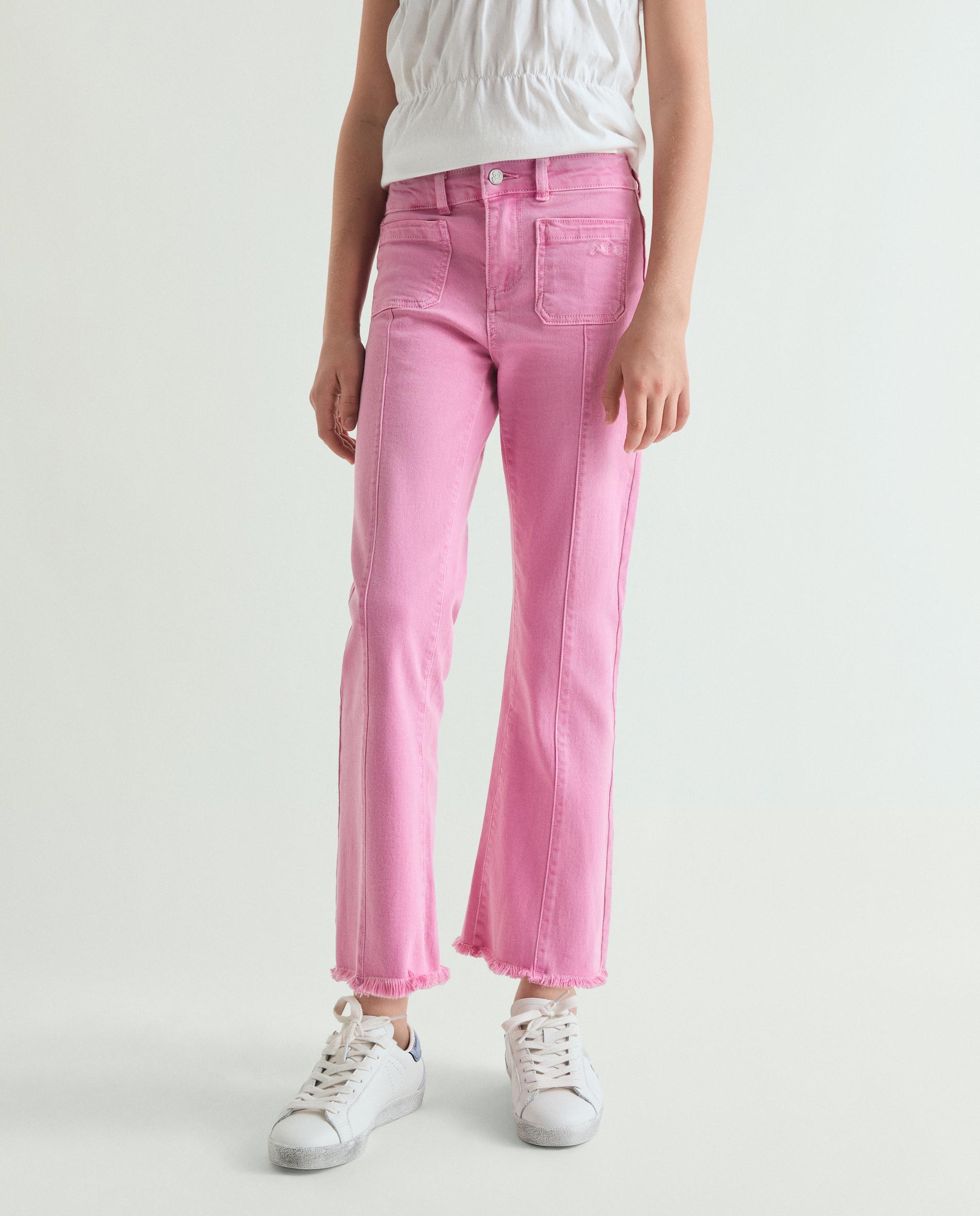 Vaquero de niña acampanado con bajo deshilachado - Scalpers - Rosa Rosa-2