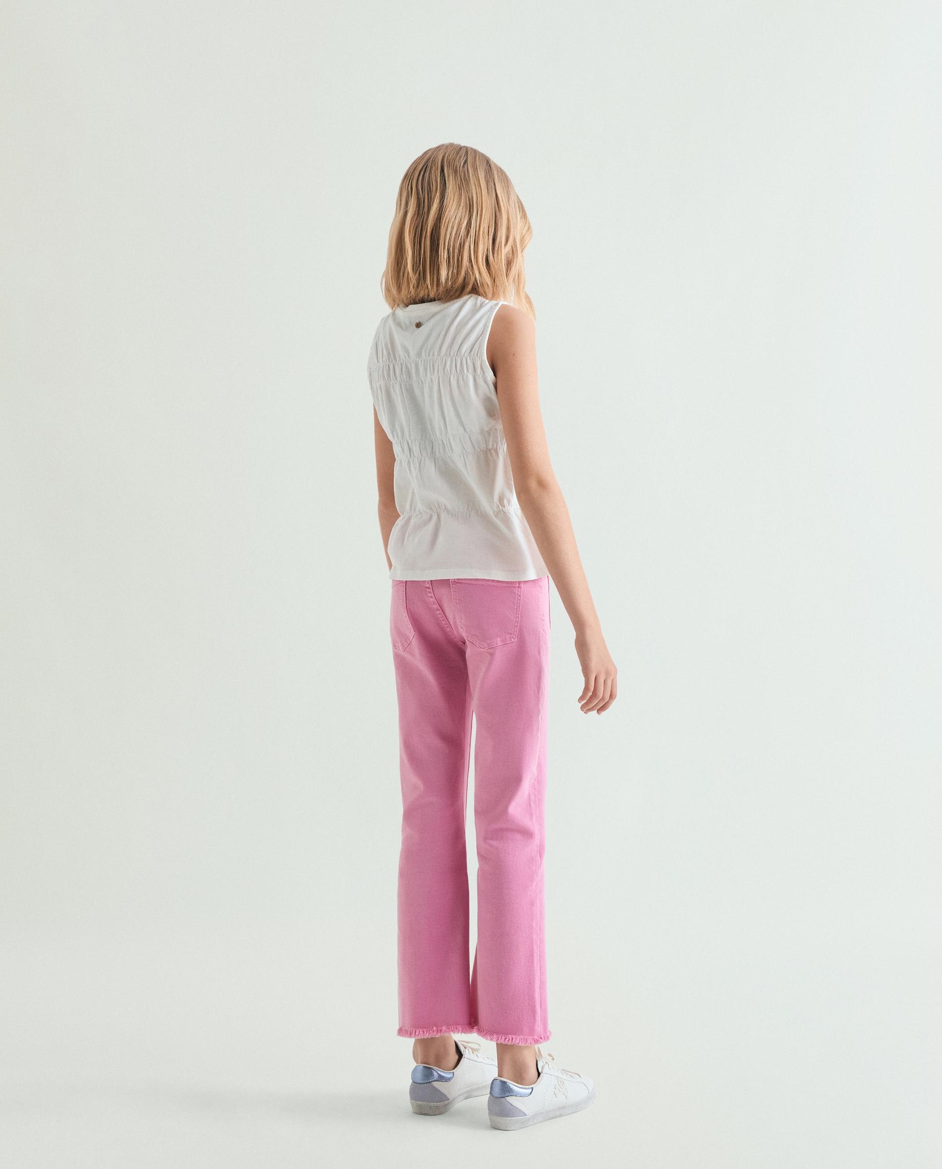 Vaquero de niña acampanado con bajo deshilachado - Scalpers - Rosa Rosa-3