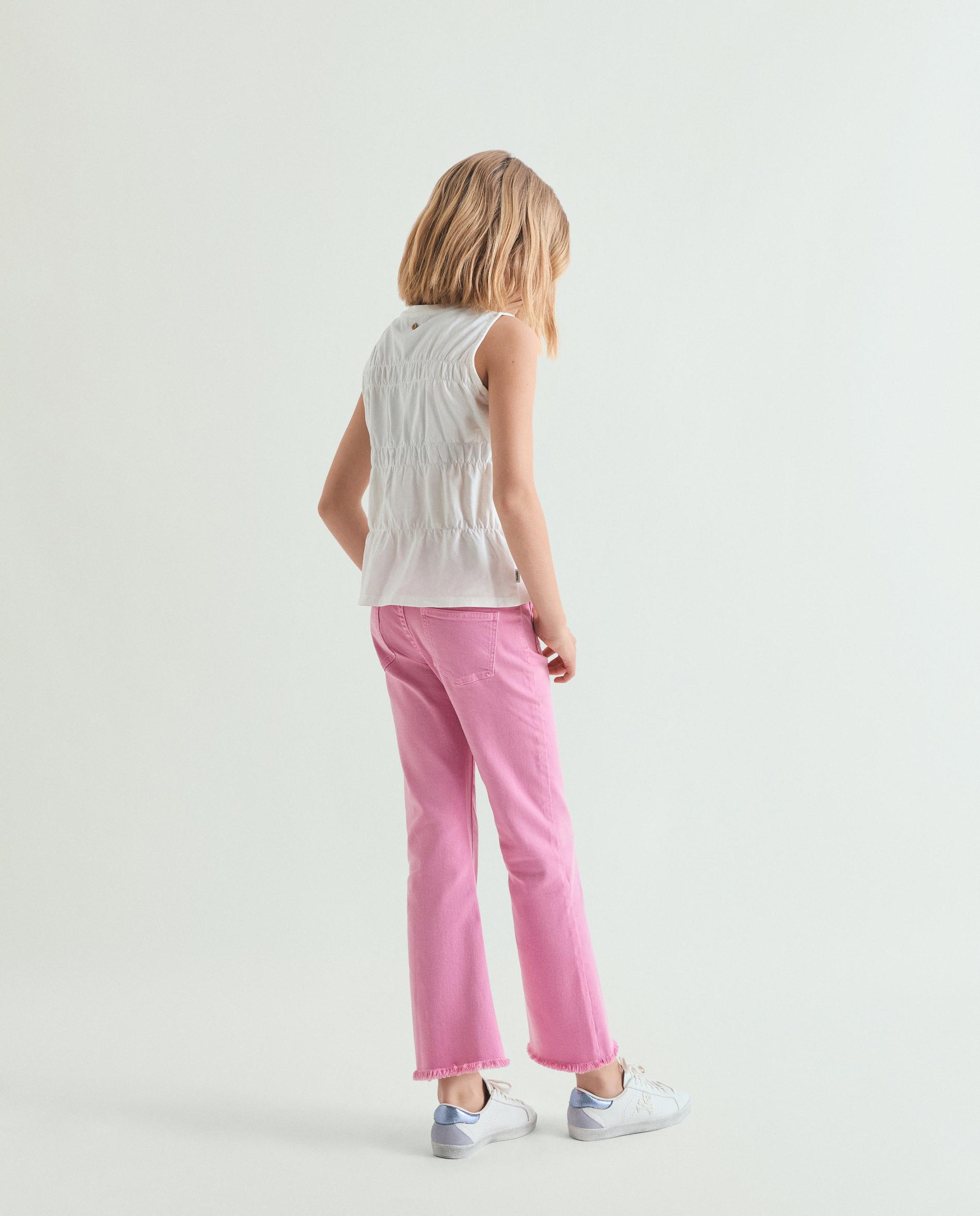 Vaquero de niña acampanado con bajo deshilachado - Scalpers - Rosa Rosa-5