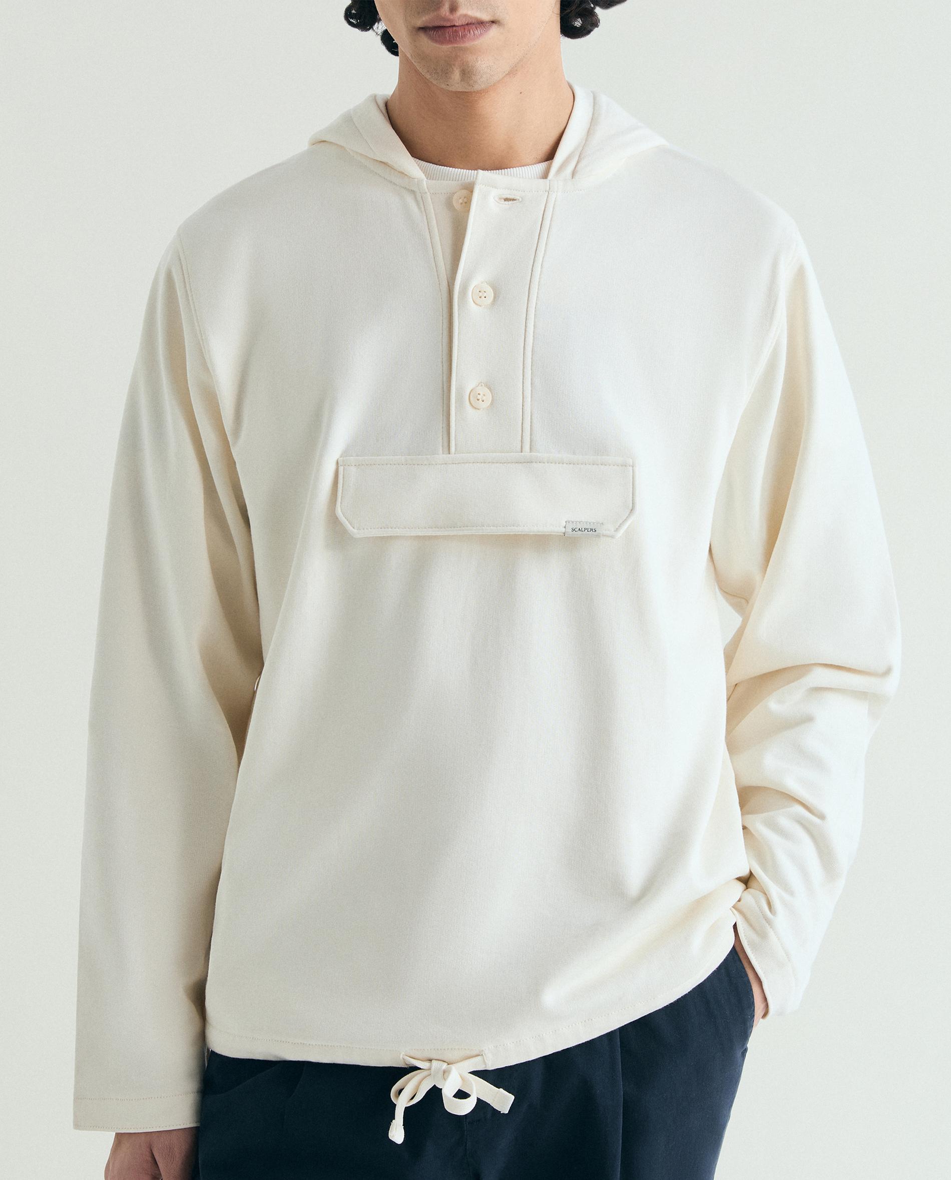 Sudadera con capucha de hombre con bolsillo frontal - Scalpers - Crema Crema-5