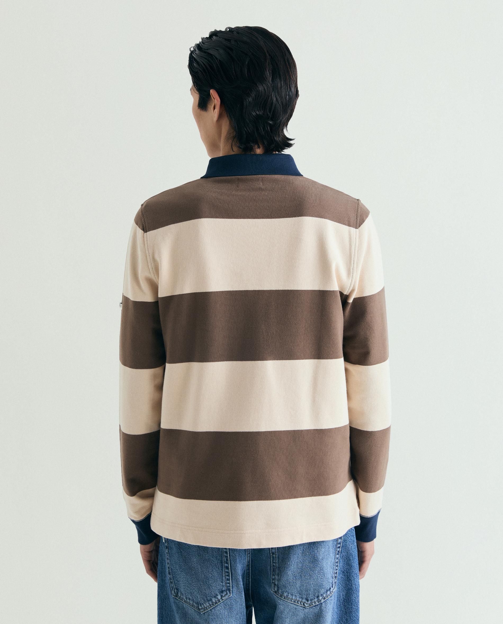 Sudadera de hombre a rayas con cuello polo - Scalpers - Beige/Marrón Beige/Marrón-2